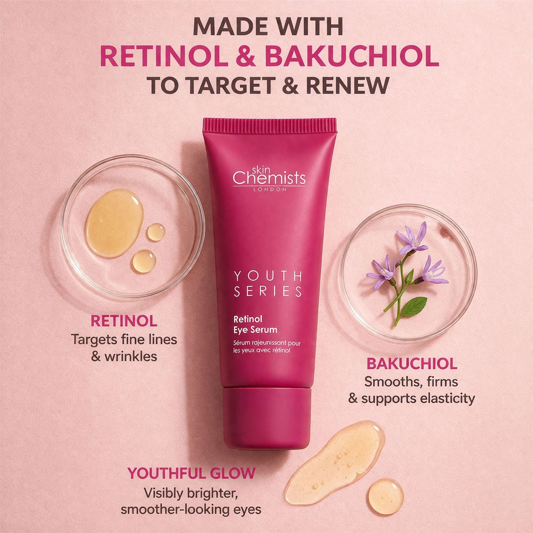 Sérum contour des yeux Youth Series au rétinol et au bakuchiol 15 ml
