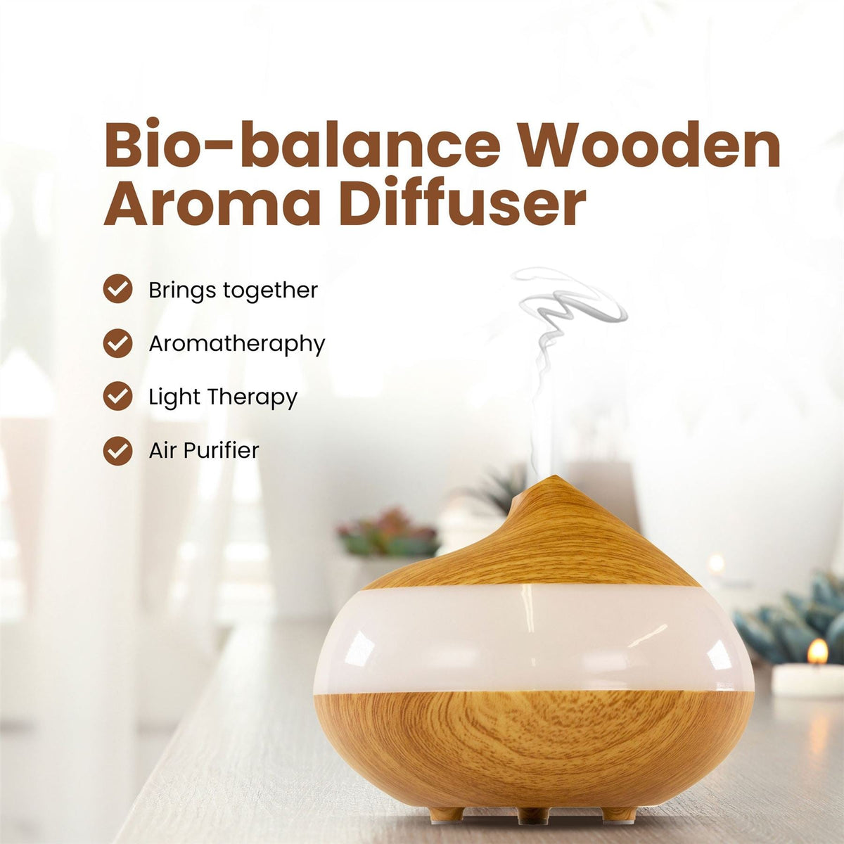 Bio-Balancing Wooden Aroma Digital Diffuser Clear Panel (UK Plug) - skinChemists