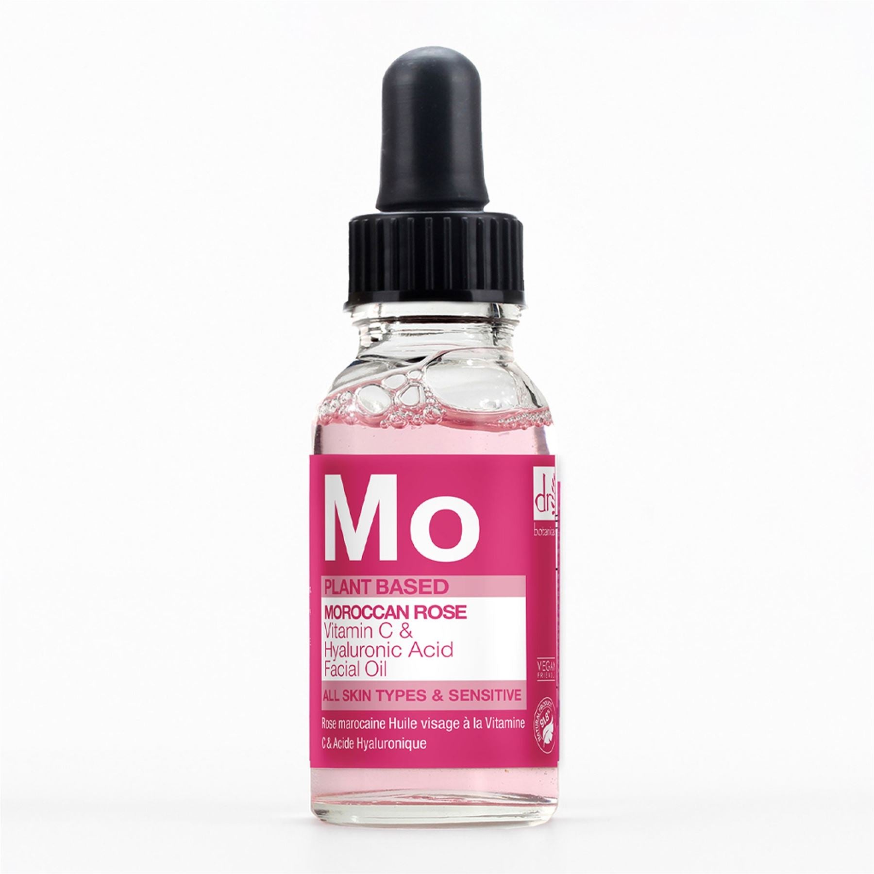 Huile visage à la rose marocaine, à l'acide hyaluronique et à la vitamine C, 15 ml