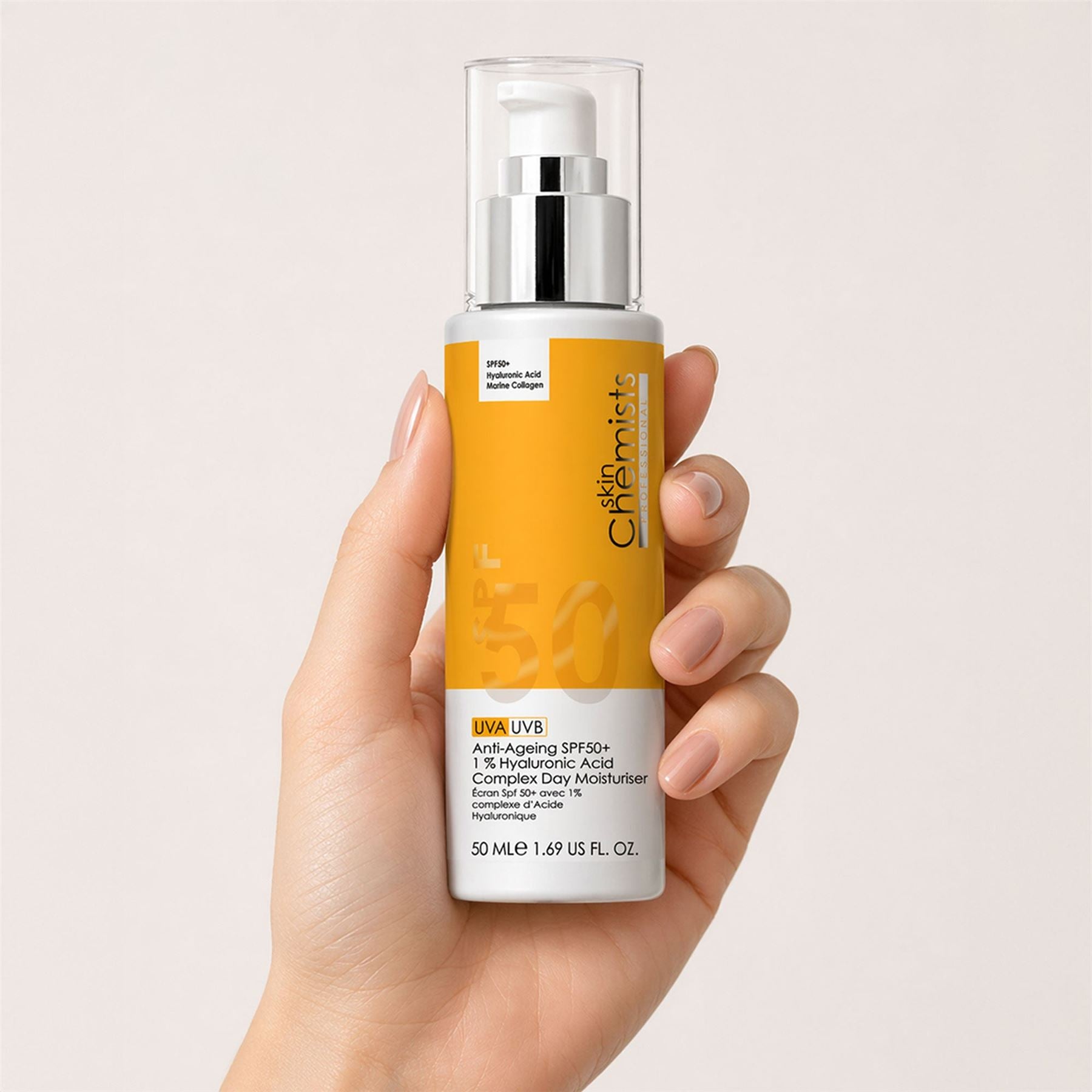 Crème de jour anti-âge SPF 50 à 1 % d'acide hyaluronique 50 ml