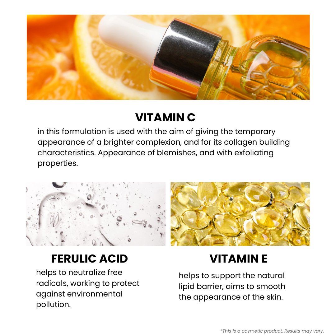 Sérum anti-âge Vitamine C 3 %, Acide férulique 1 %, Vitamine E 1 % 30 ml