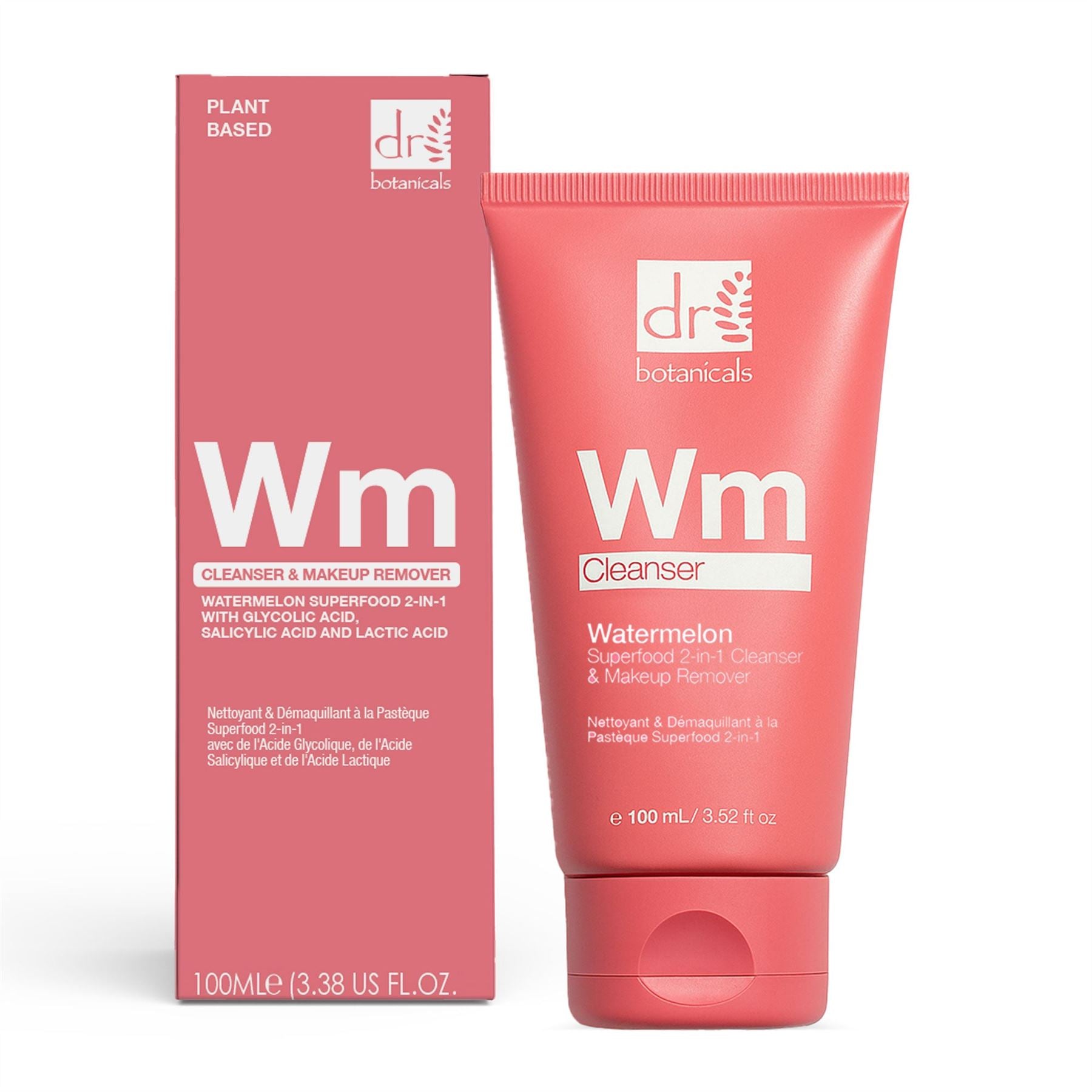 Nettoyant et démaquillant 2 en 1 à la pastèque, superaliment, à base d'acide glycolique, d'acide salicylique et d'acide lactique, 100 ml