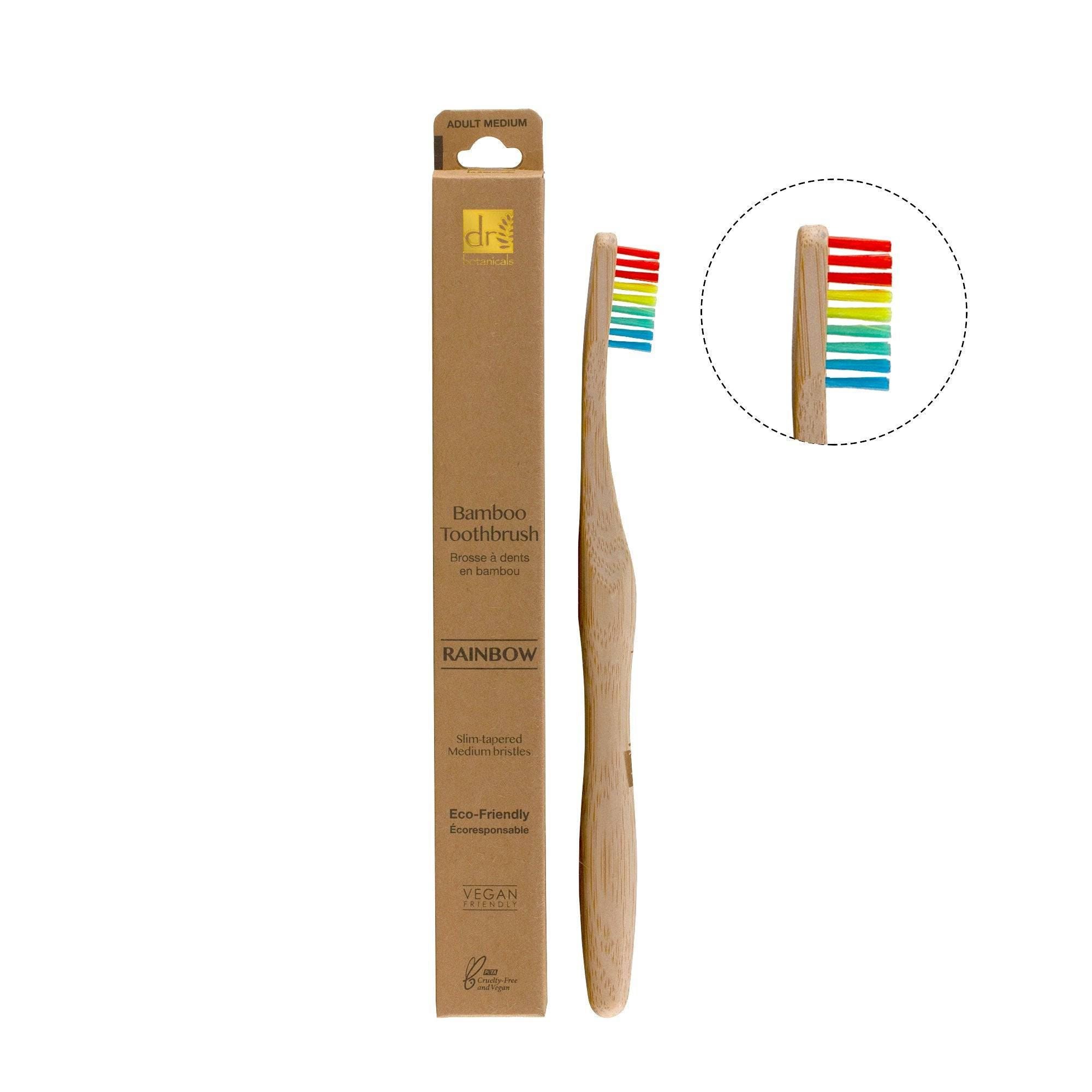 Brosse à dents en bambou arc-en-ciel, lot de 2, offre économique
