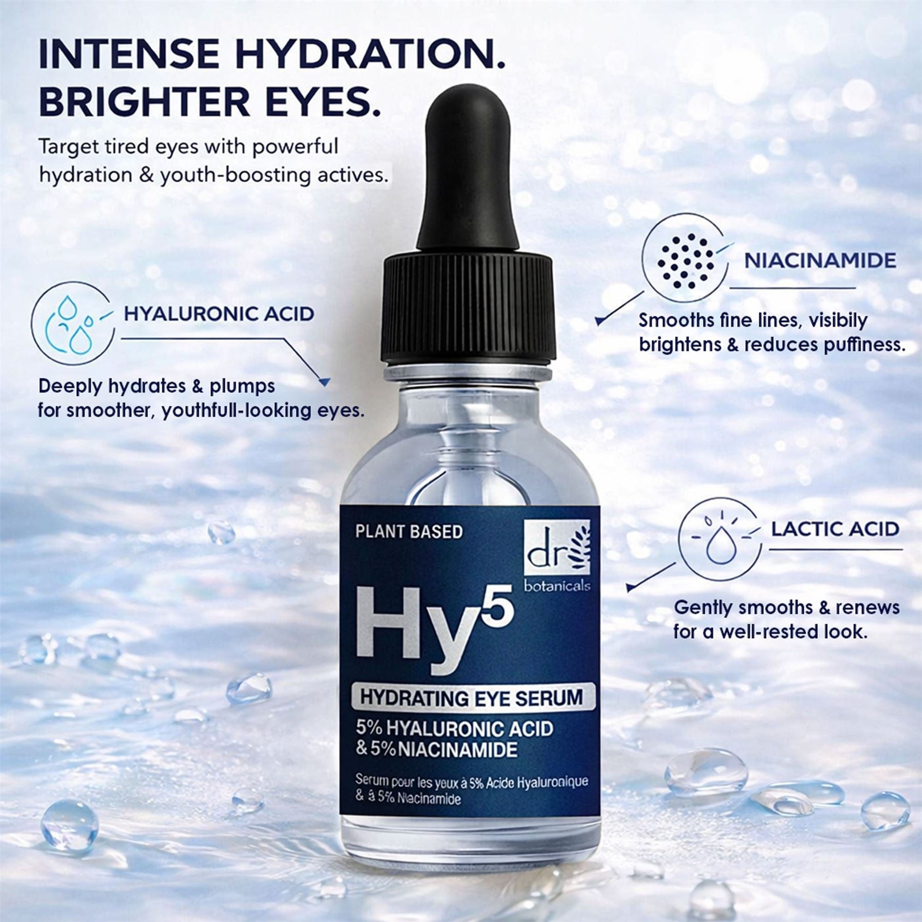 Sérum hydratant pour les yeux à 5 % d'acide hyaluronique et 5 % de niacinamide 15 ml