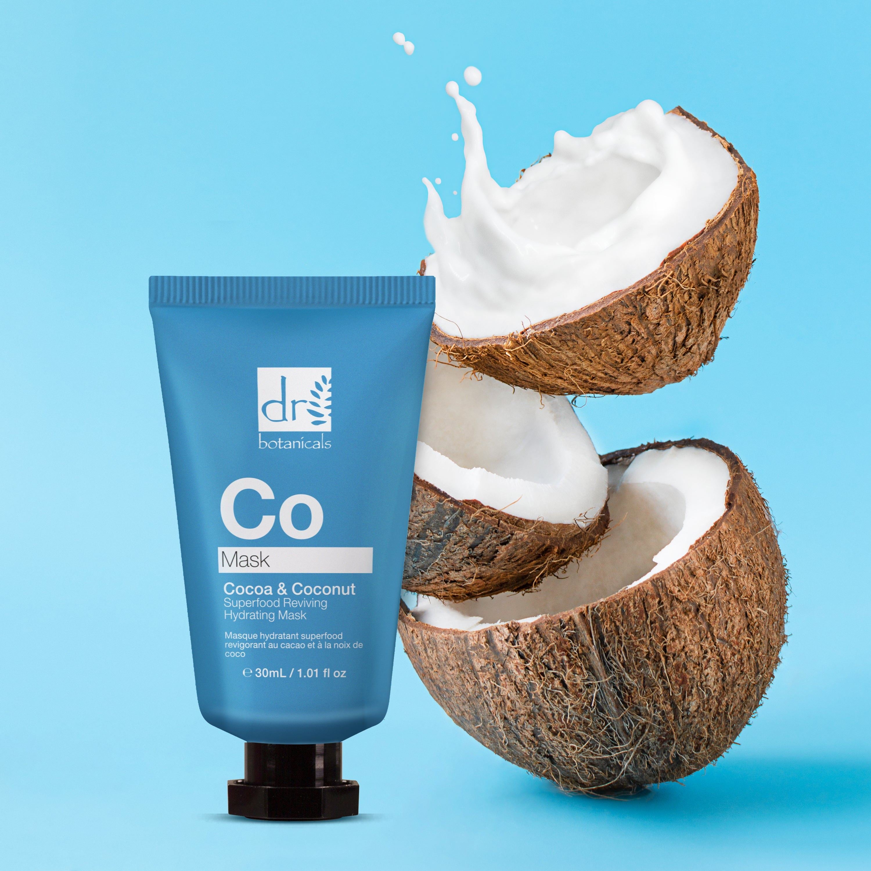 Duo de masques hydratants revitalisants super-alimentaires au cacao et Ă la noix de coco