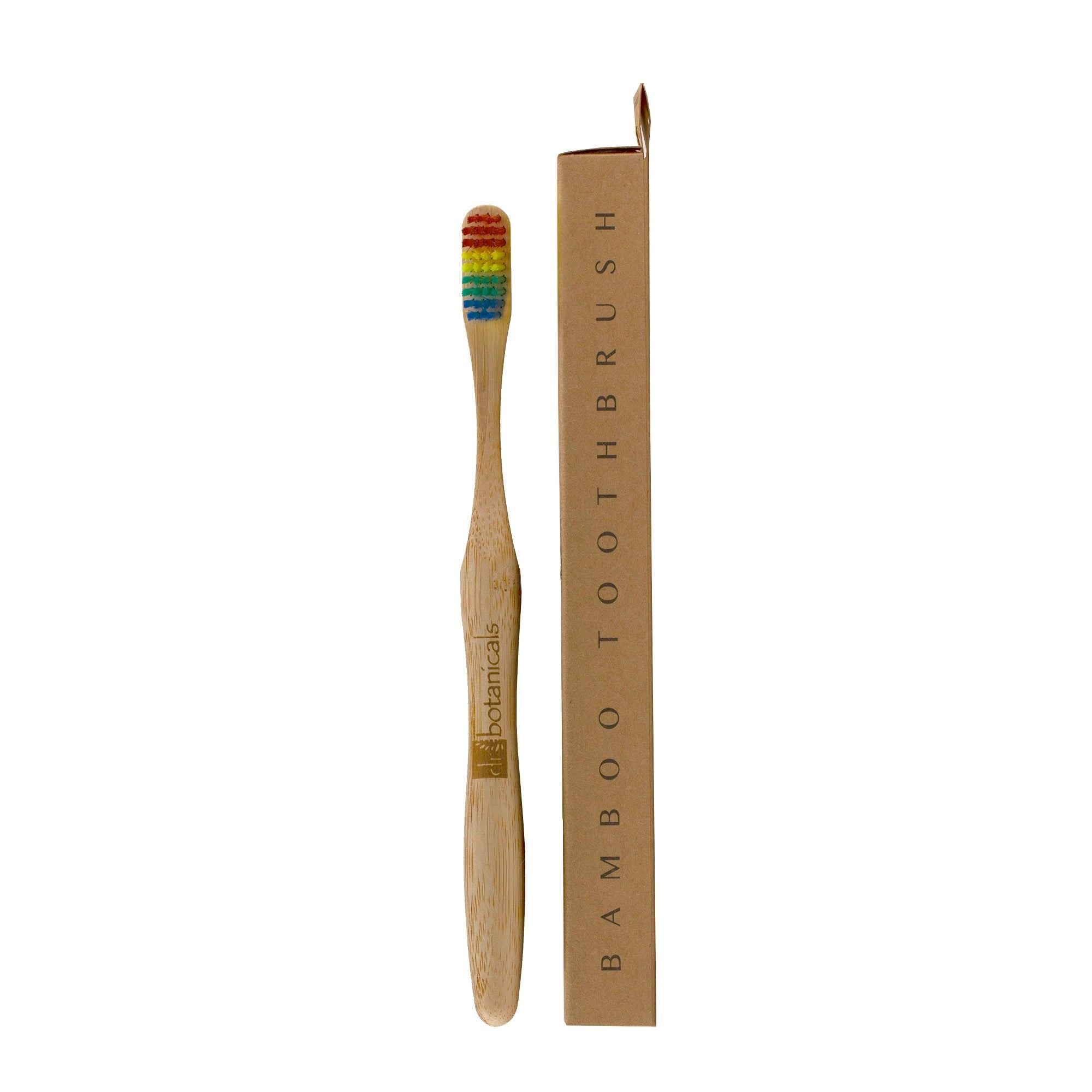 Brosse à dents en bambou arc-en-ciel, lot de 2, offre économique