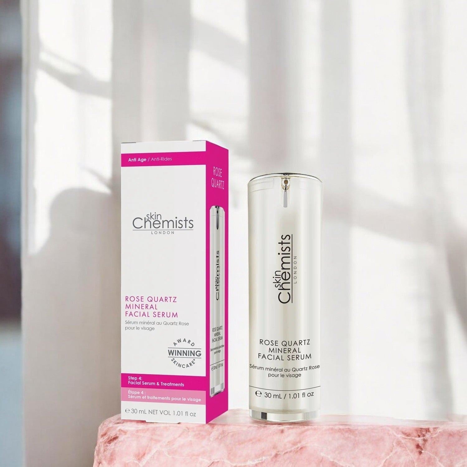 Rosenquarz-Mineralserum fürs Gesicht, 30 ml, Doppelpack