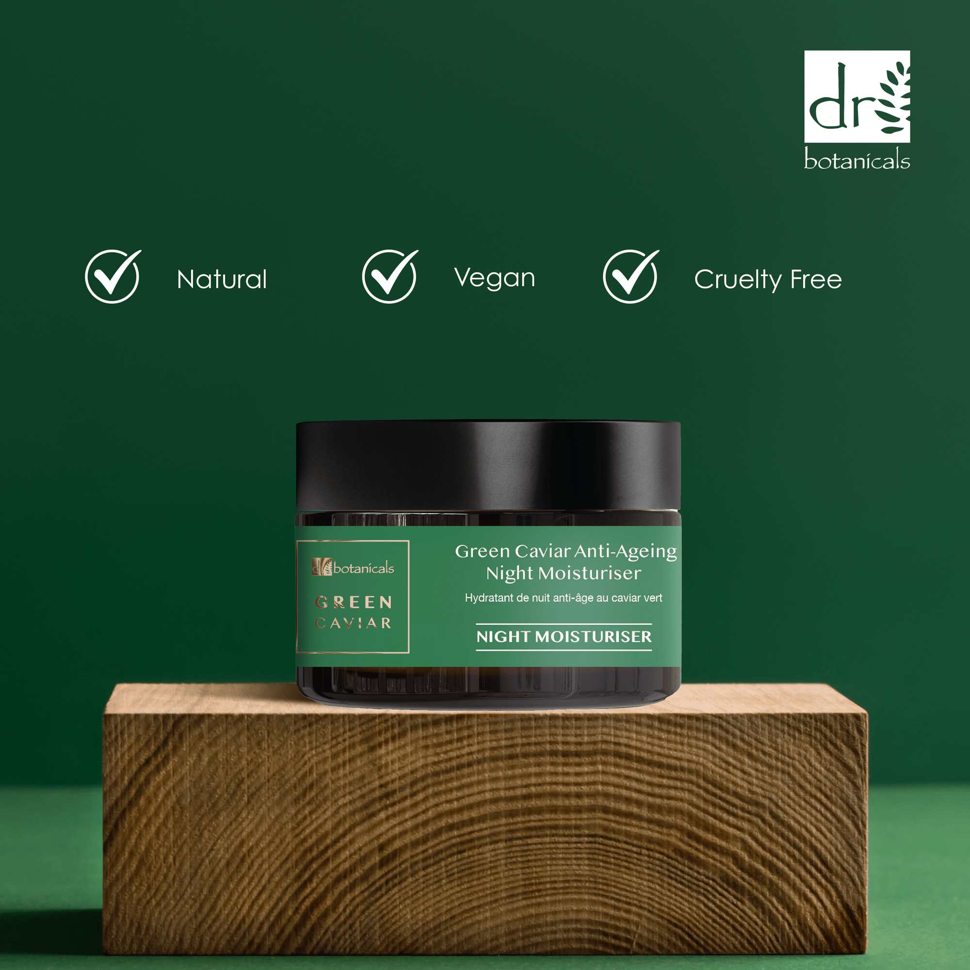 Crème de nuit anti-âge antioxydante au caviar vert et à l'huile d'argan (lot de 2 x 50 ml)