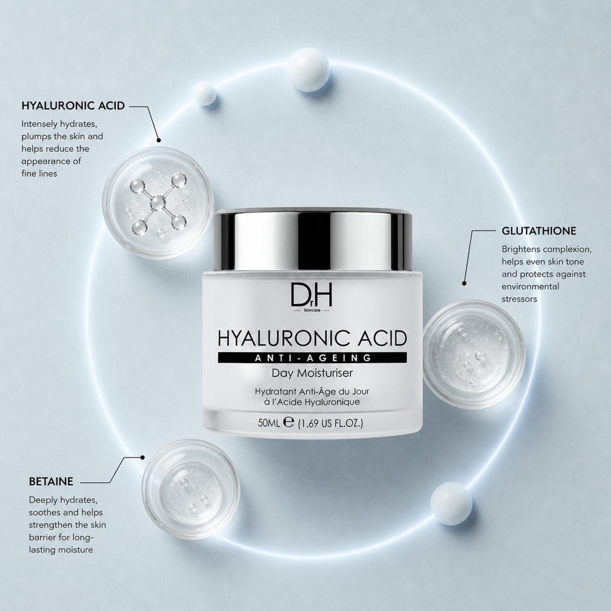 Crema idratante antietà da giorno all'acido ialuronico, 50ml
