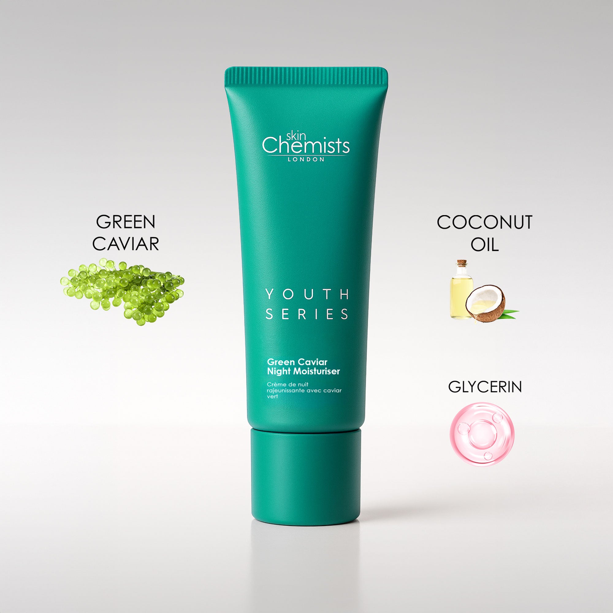 Crème de nuit hydratante au caviar vert de la gamme Youth Series 50 ml