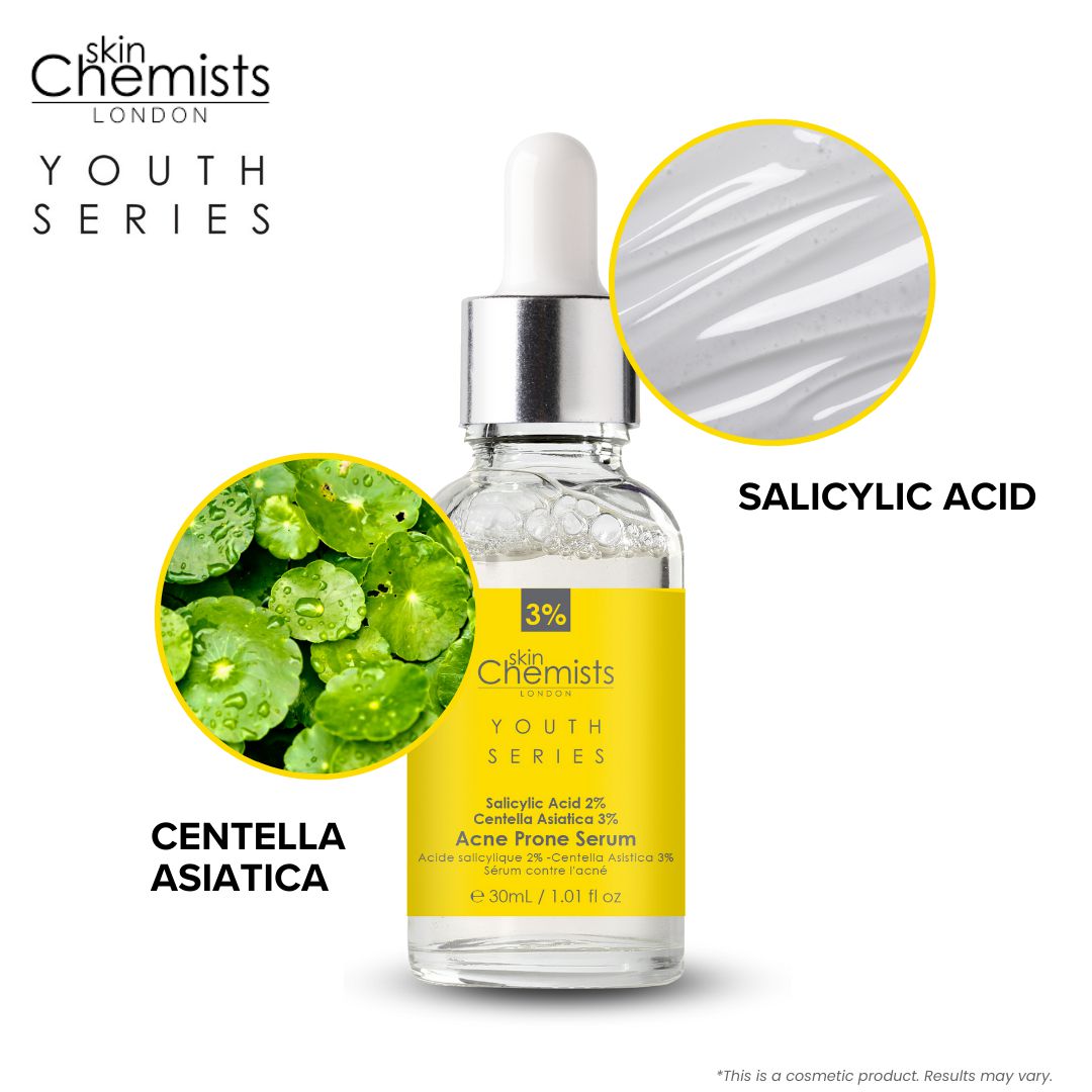 Sérum pour peaux à tendance acnéique Youth Series, acide salicylique 2 %, centella asiatica 3 %, lot de 2 flacons de 30 ml