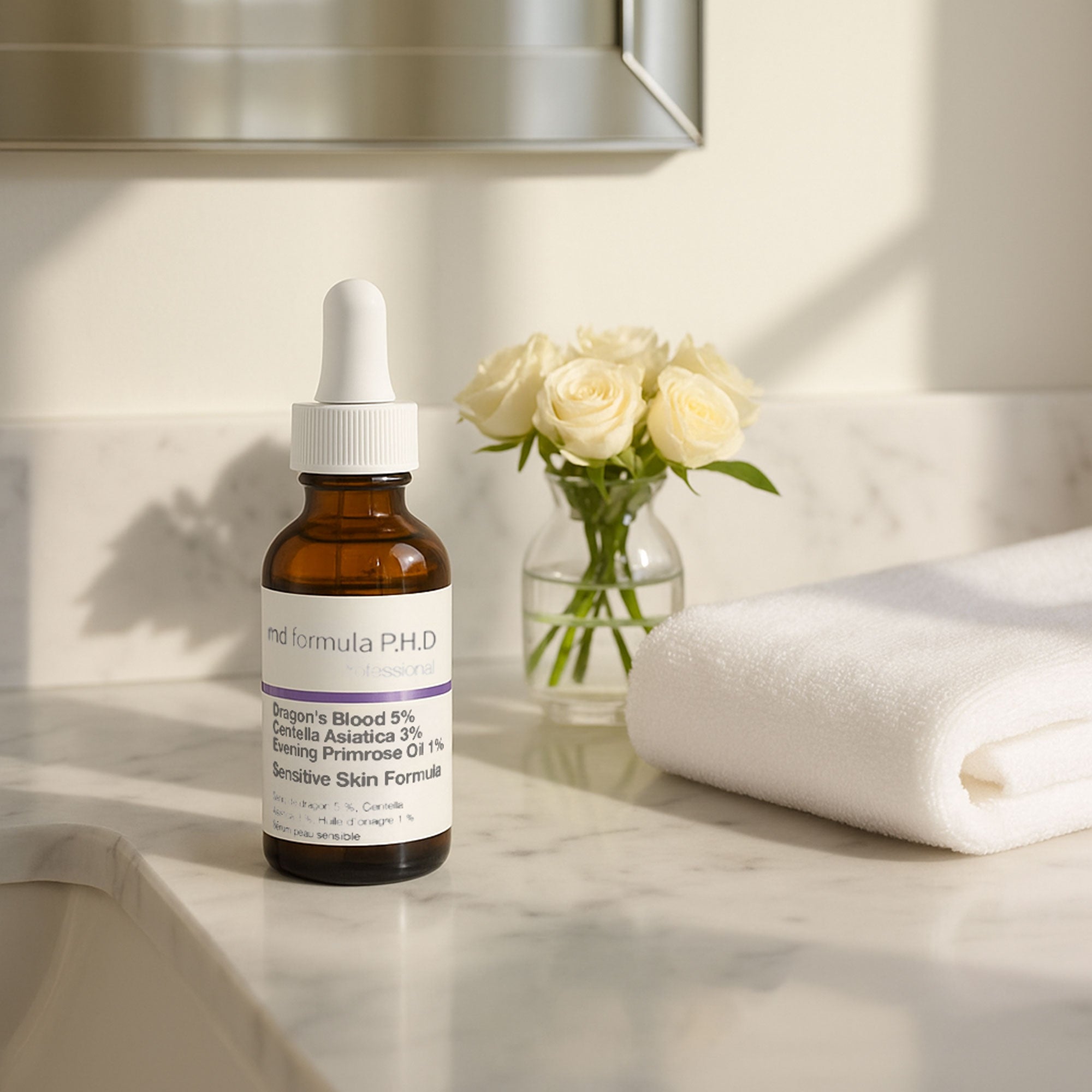 Sérum pour peaux sensibles à base de sang de dragon 5 %, de centella asiatica 3 %, d'huile d'onagre 1 % (30 ml)