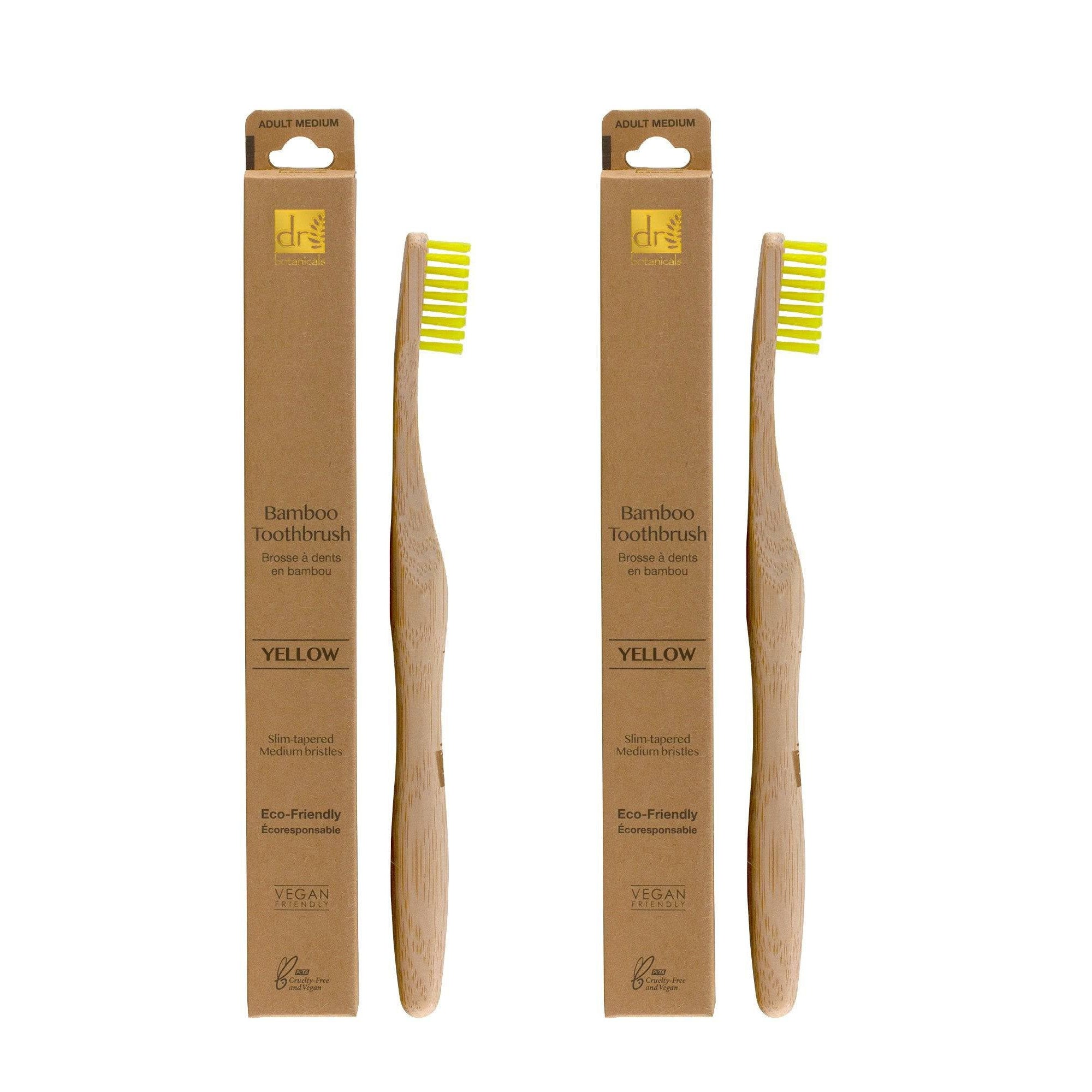Brosses à dents en bambou jaunes (lot de 2)
