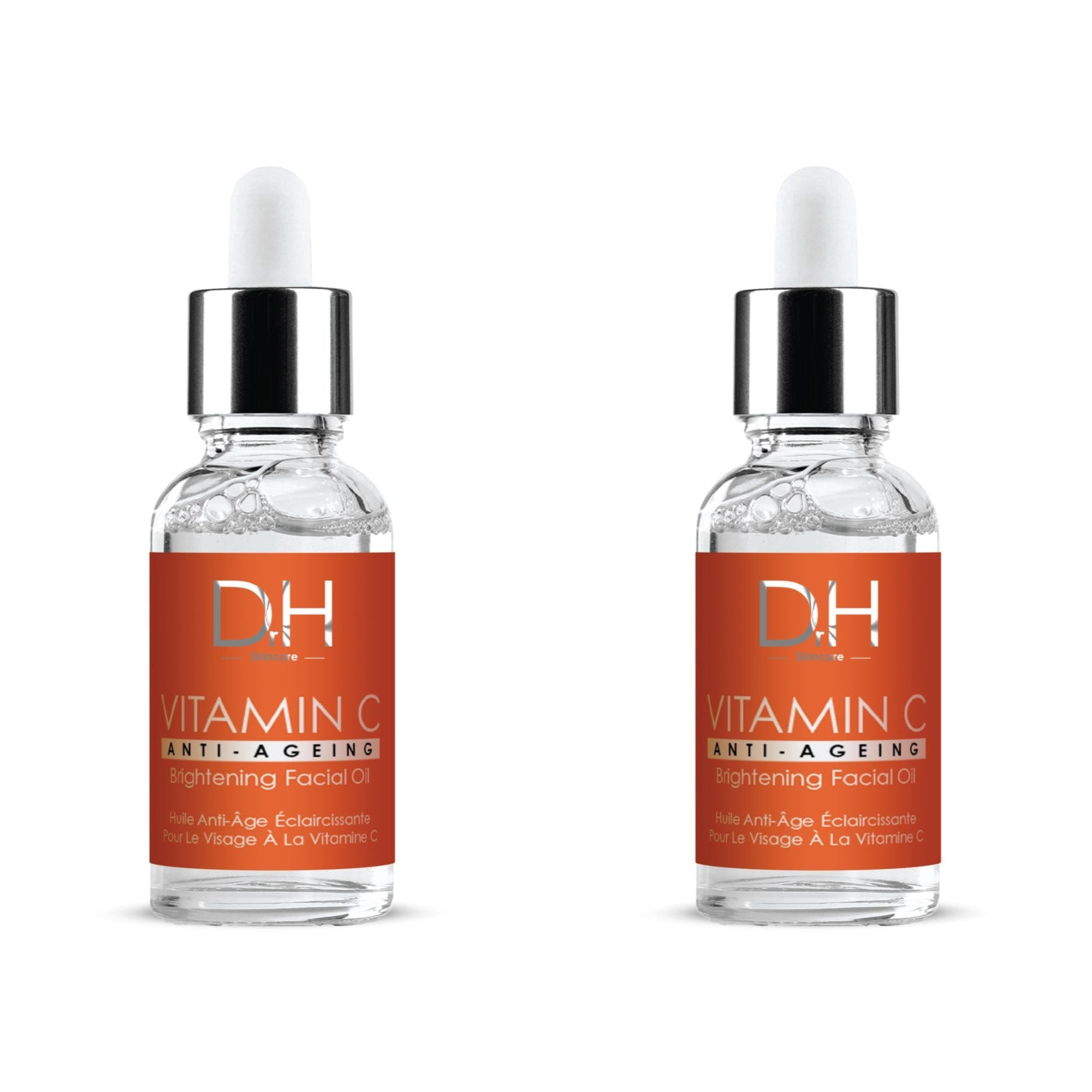 Huile visage éclaircissante à la vitamine C, lot de 2 x 30 ml