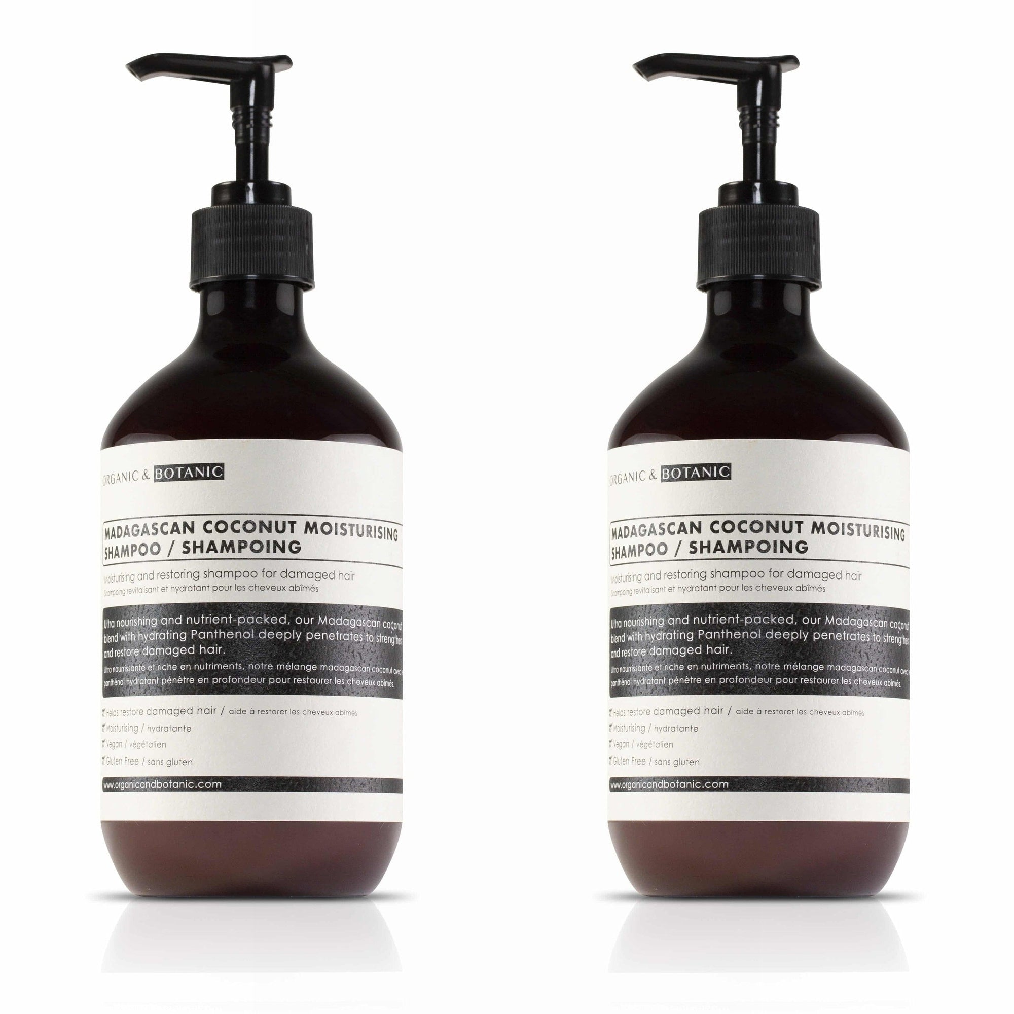 Shampoing hydratant à la noix de coco de Madagascar, lot de 2 x 500 ml