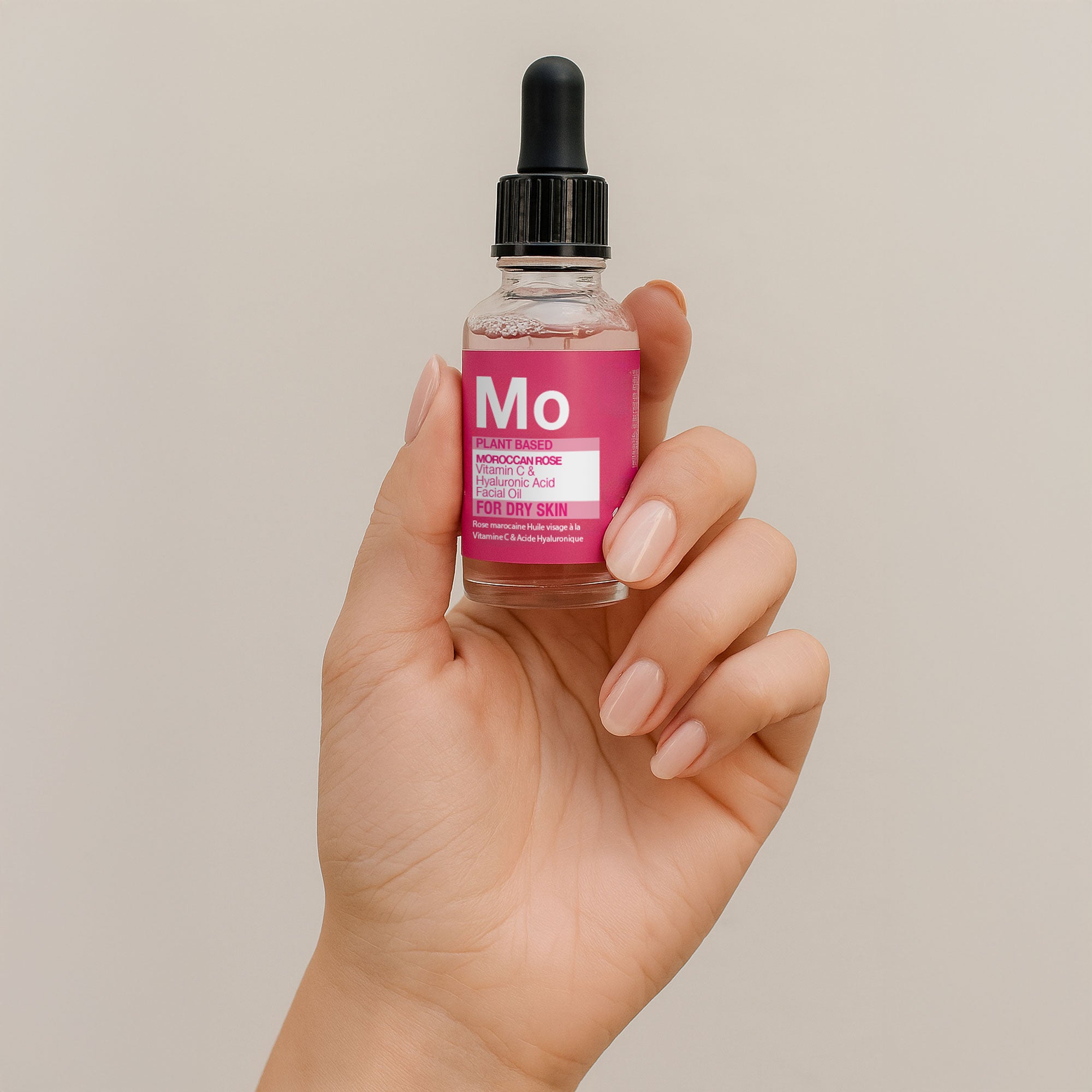 Huile visage à la rose marocaine, à l'acide hyaluronique et à la vitamine C, 30 ml