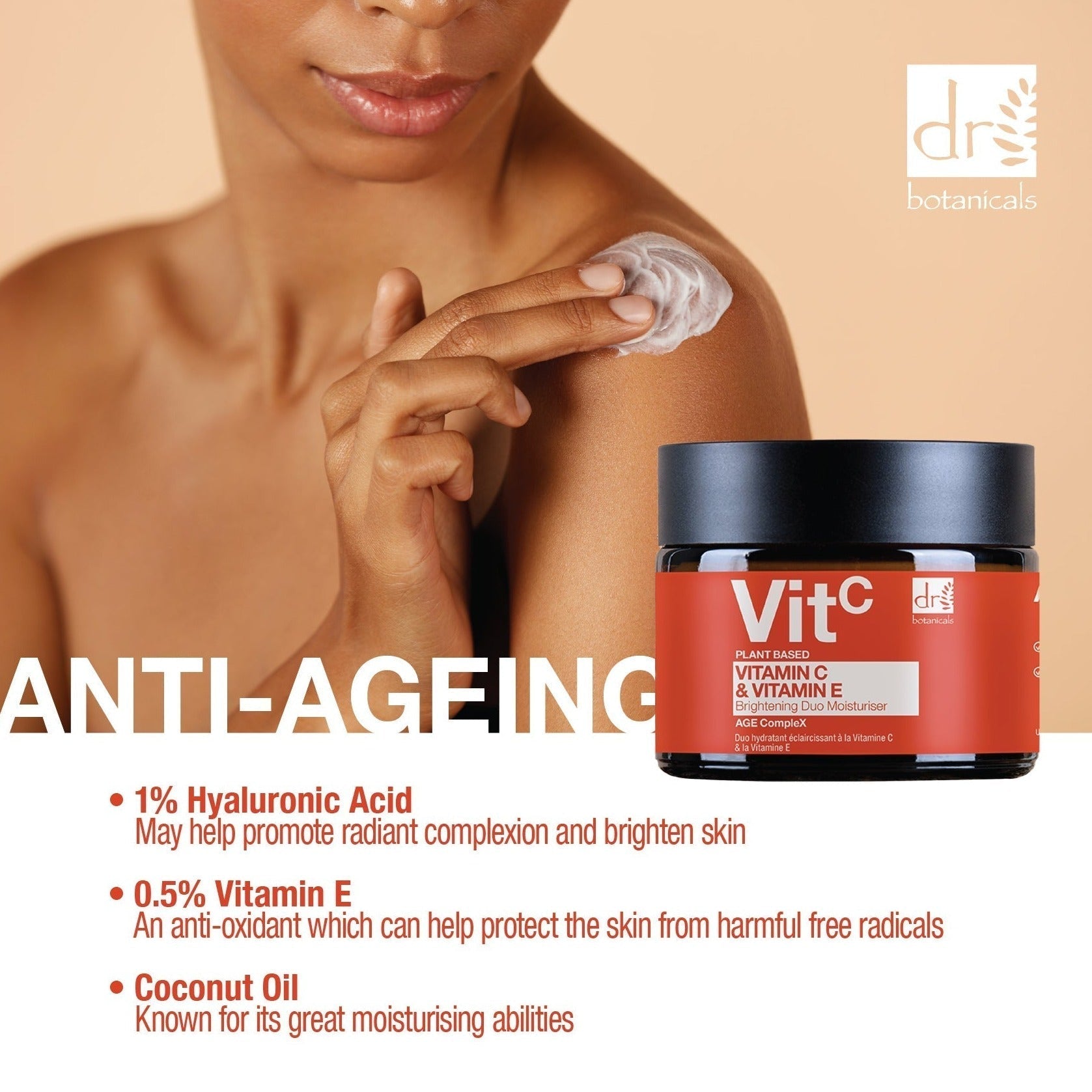 Duo de crèmes hydratantes éclaircissantes à la vitamine C 1 % et à la vitamine E, 60 ml x 2