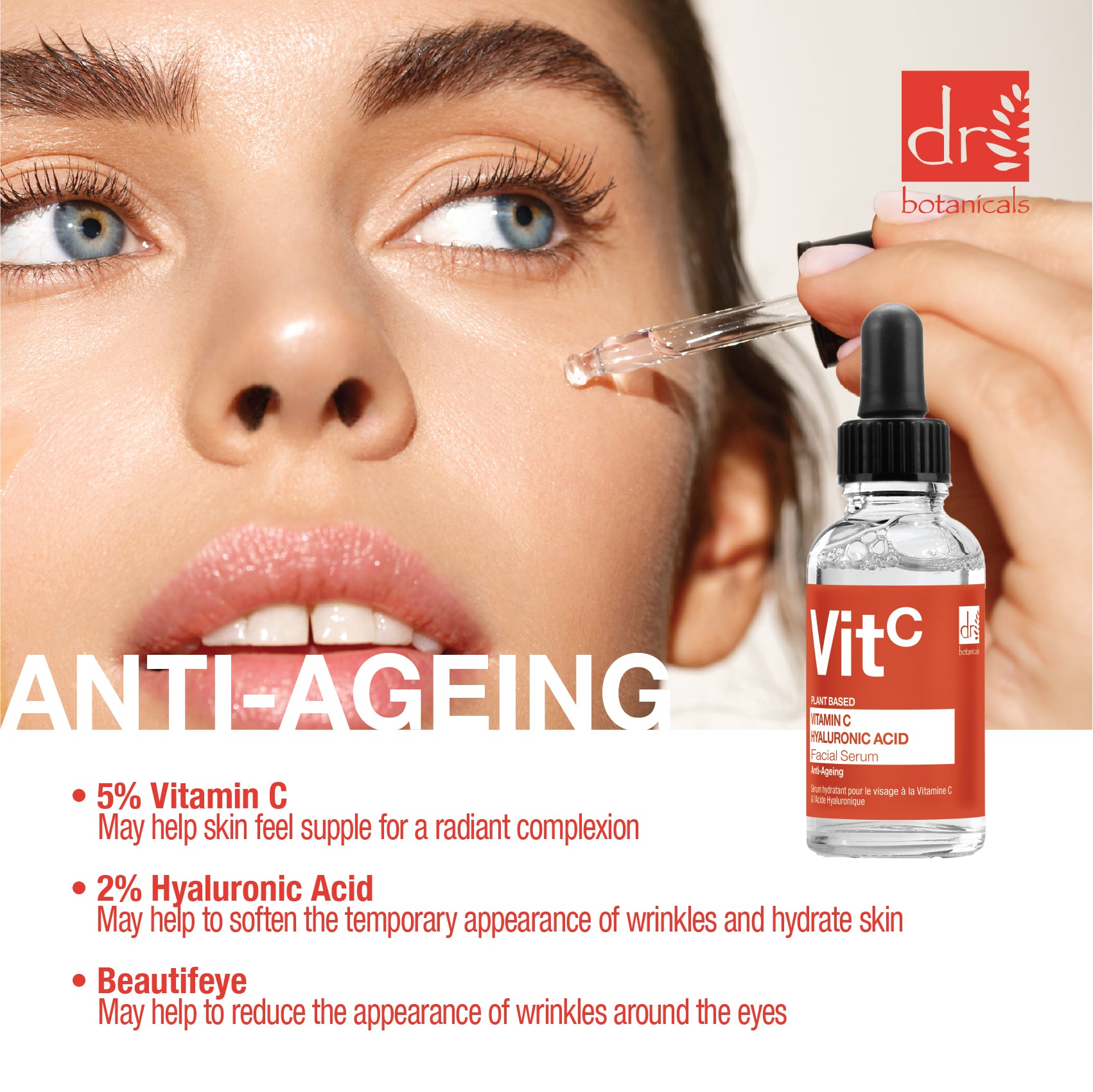 Sérum visage anti-âge à la vitamine C et à l'acide hyaluronique 30 ml + Duo hydratant éclaircissant anti-âge à la vitamine C et à la vitamine E 60 ml