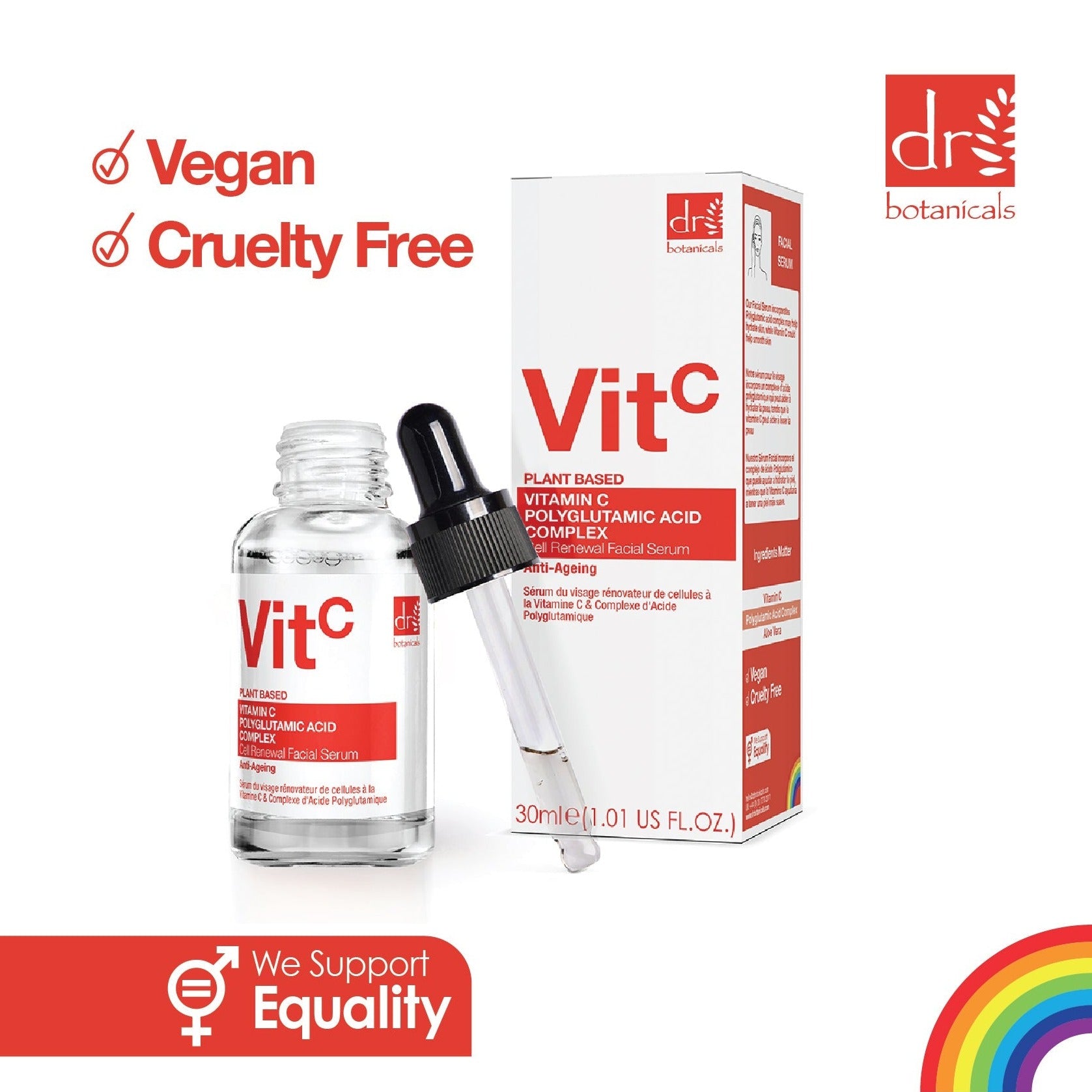 Sérum visage éclaircissant à la vitamine C 3 % et au complexe d'acide polyglutamique 1 % (30 ml)