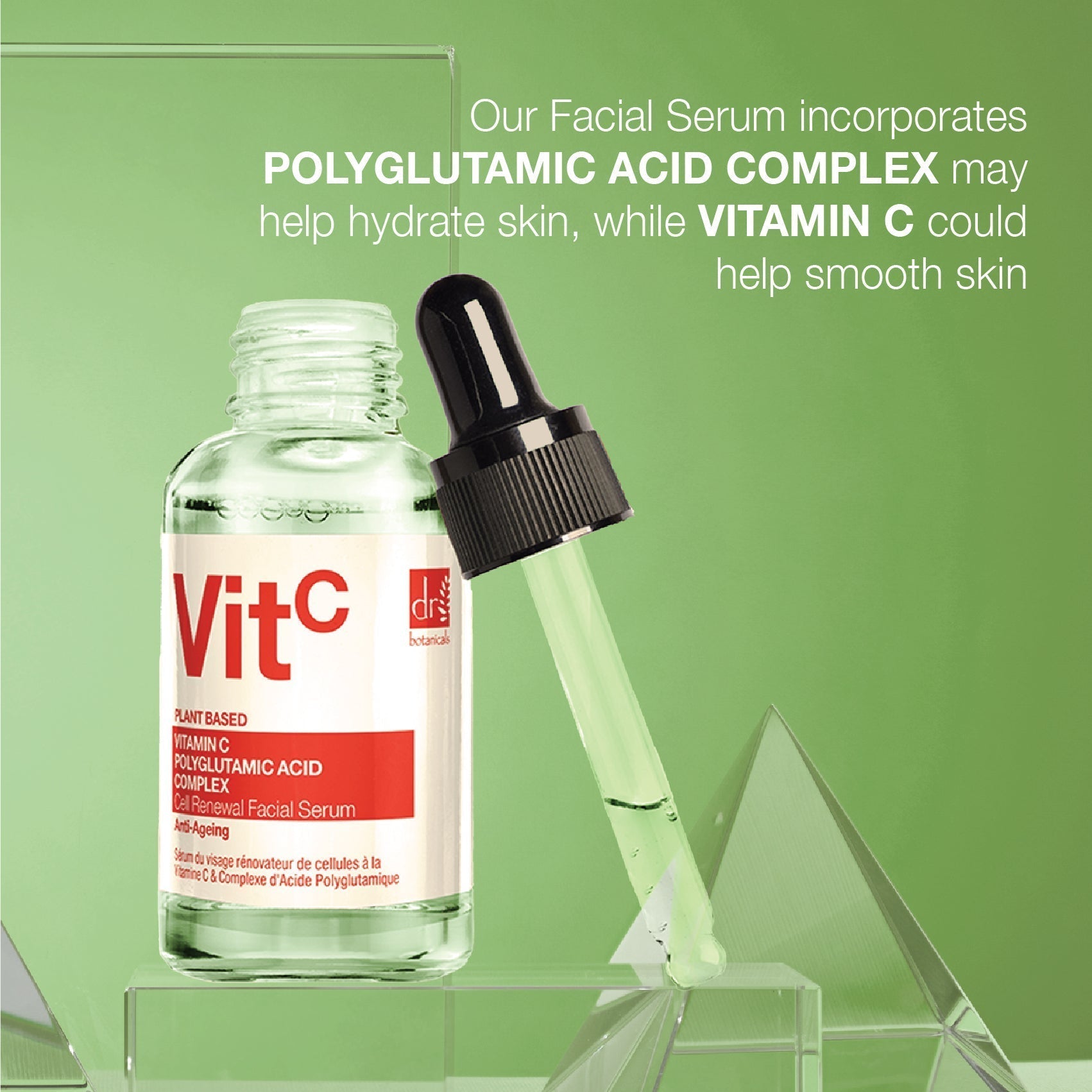Sérum visage éclaircissant à la vitamine C 3 % et au complexe d'acide polyglutamique 1 % (30 ml)