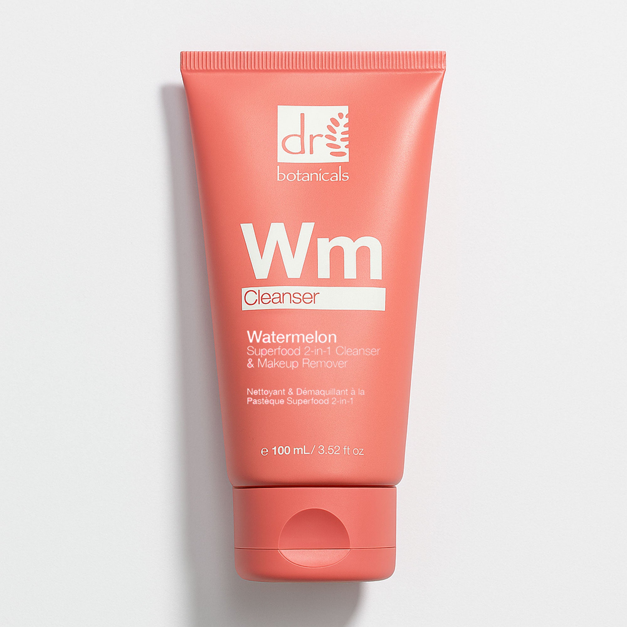 Nettoyant et démaquillant 2 en 1 à la pastèque, superaliment, 100 ml, à base d'acide glycolique, d'acide salicylique et d'acide lactique.