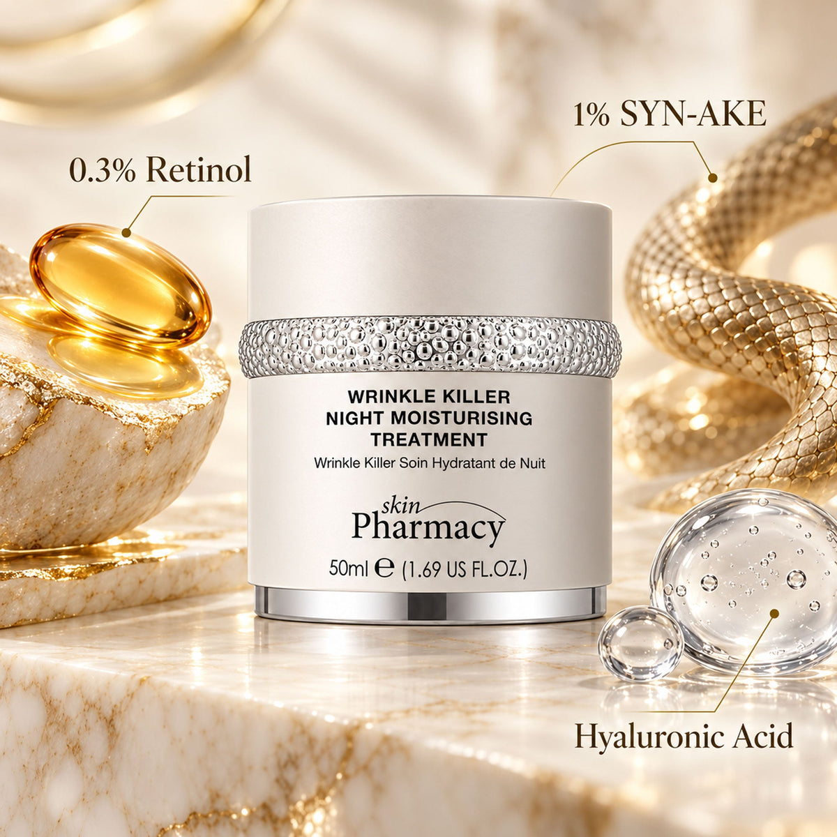 Soin hydratant de nuit anti-âge Wrinkle Killer 1 % 50ml