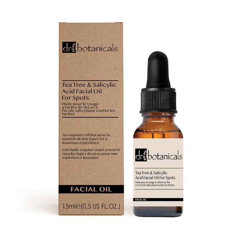 Huile visage anti-imperfections à base d'eucalyptus, d'arbre à thé et d'acide salicylique 15 ml