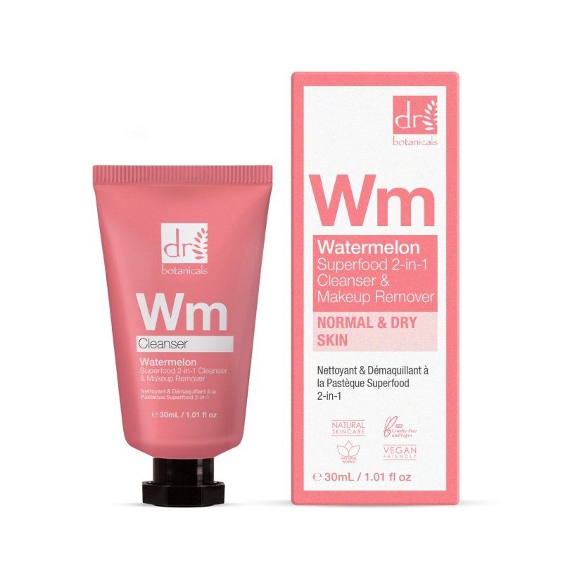 Nettoyant et démaquillant 2 en 1 à la pastèque, superaliment, 30 ml