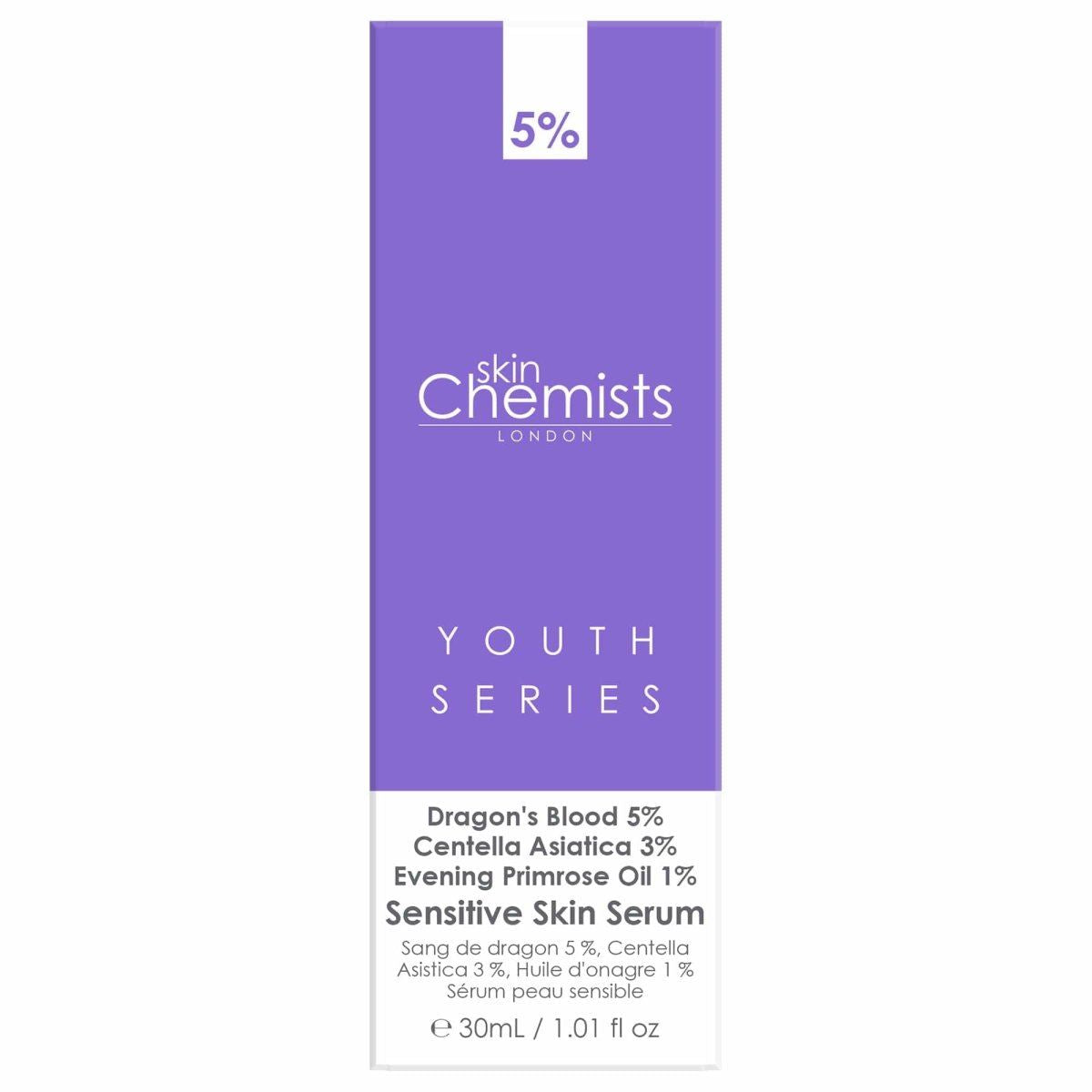 Sérum pour peaux sensibles Youth Series, Sang de dragon 5 %, Centella asiatica 3 %, Huile d'onagre 1 %, 30 ml