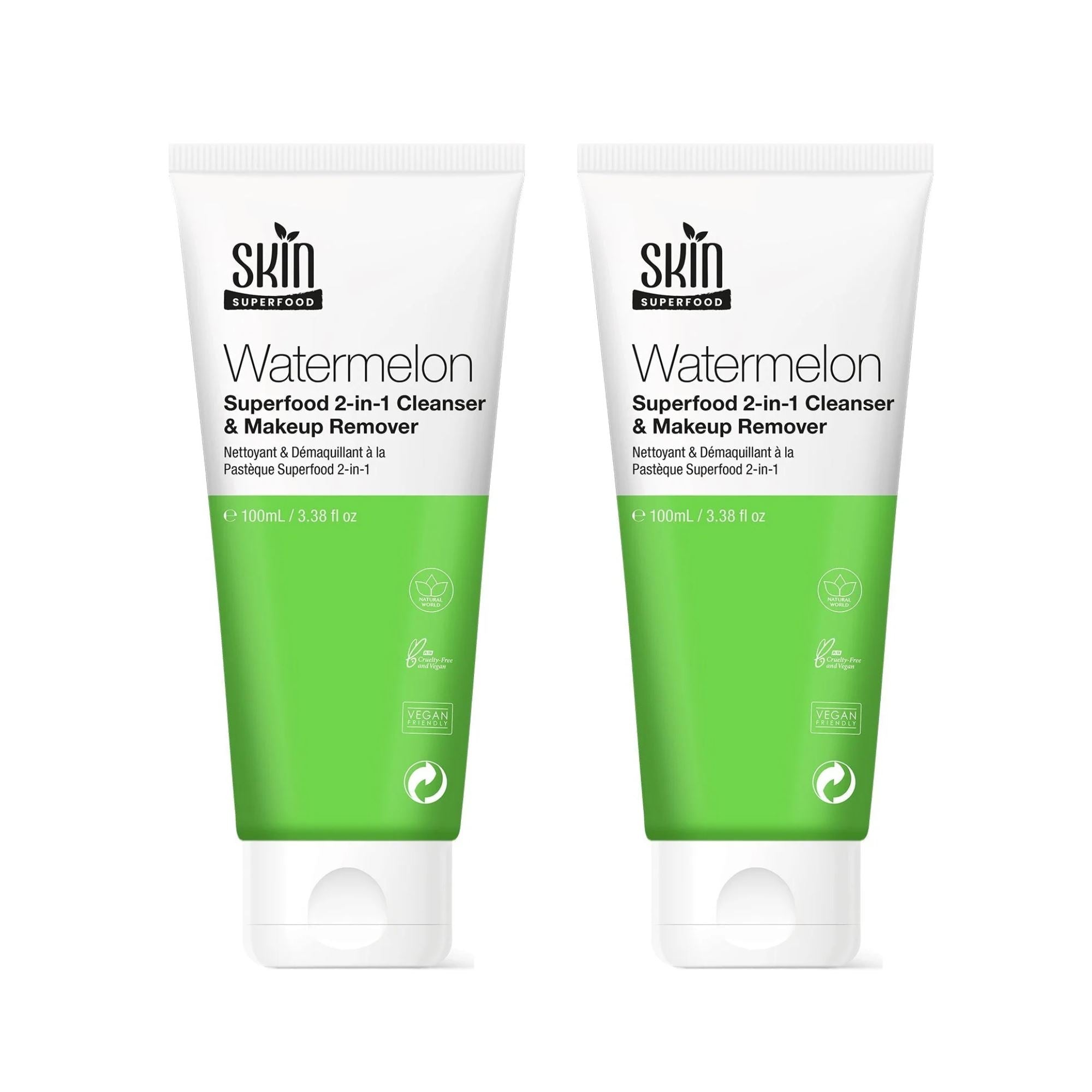 Nettoyant et démaquillant 2 en 1 à la pastèque, superaliment, 100 ml - Lot de 2 à prix avantageux