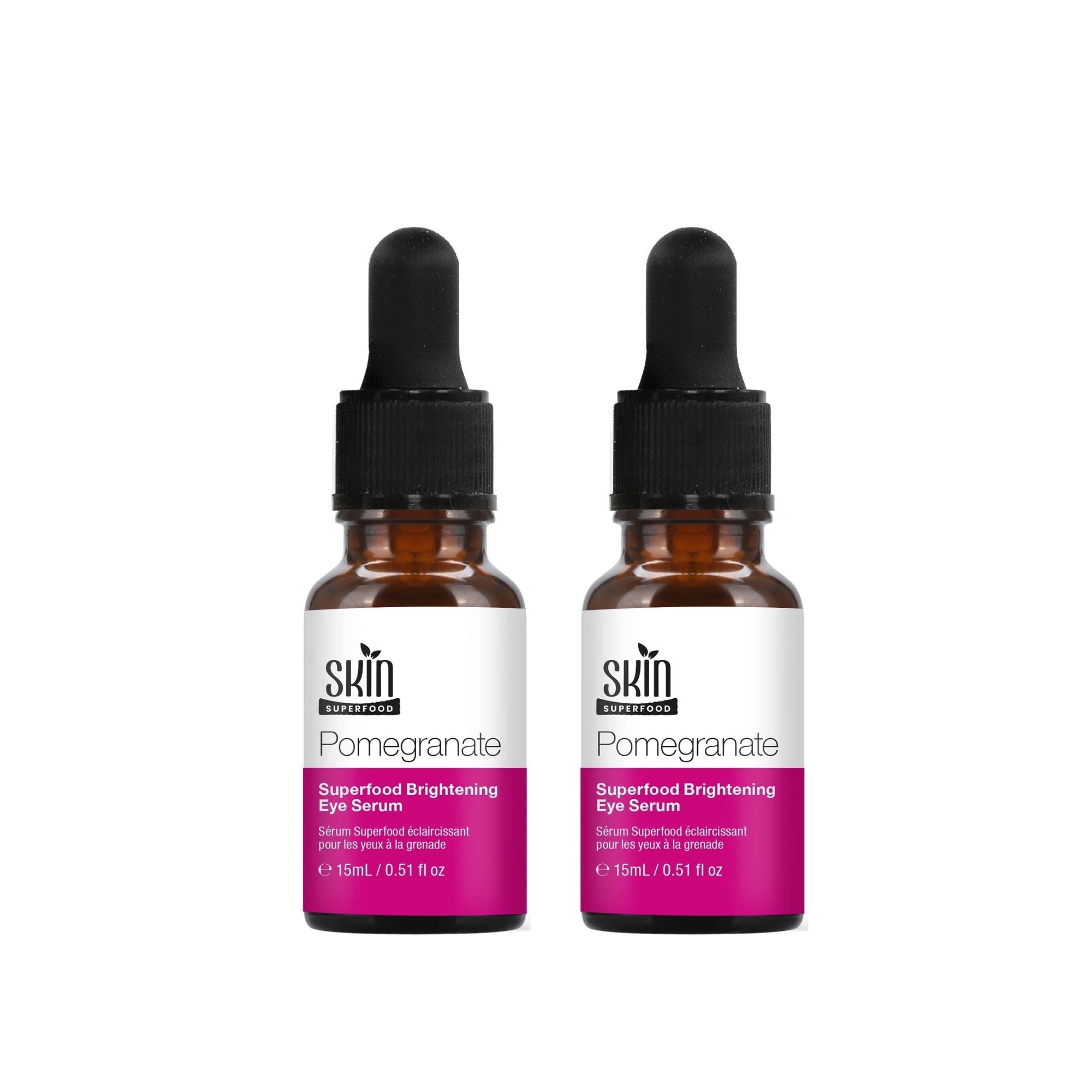 Sérum contour des yeux éclaircissant à la grenade (super-aliment) 15 ml - Lot de 2 (économies)