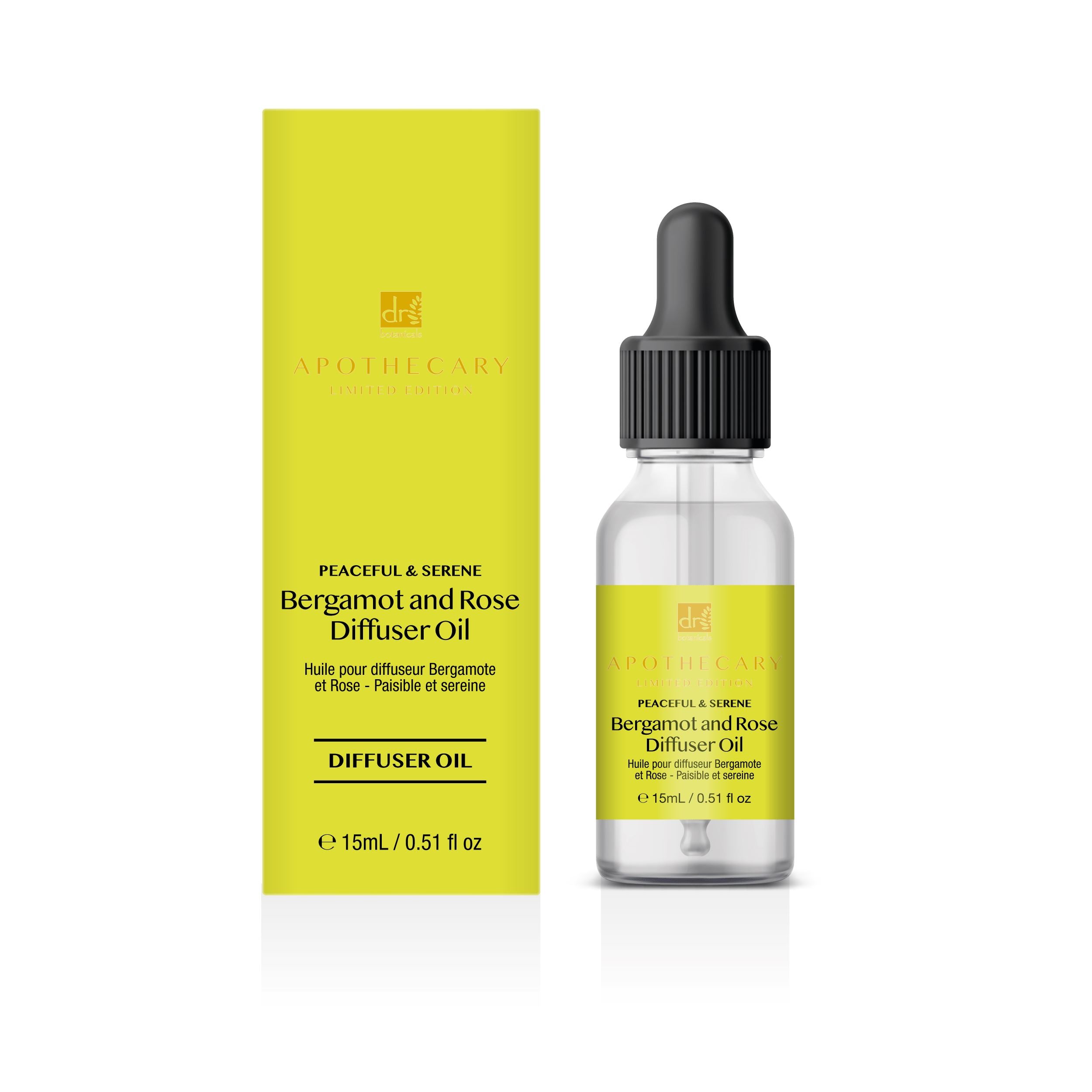 Huile pour diffuseur Bergamote et Rose, apaisante et sereine, 15 ml, lot de 2 (offre économique)