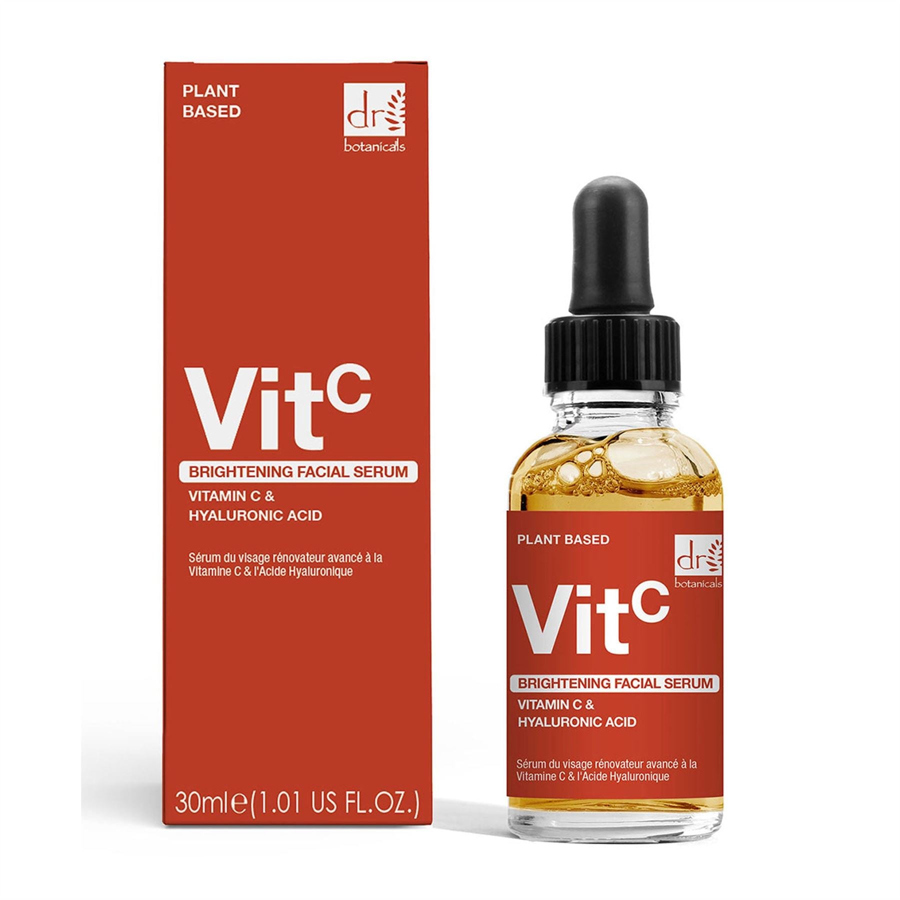 Sérum éclaircissant pour le visage à 5 % de vitamine C et 2 % d'acide hyaluronique – 30 ml