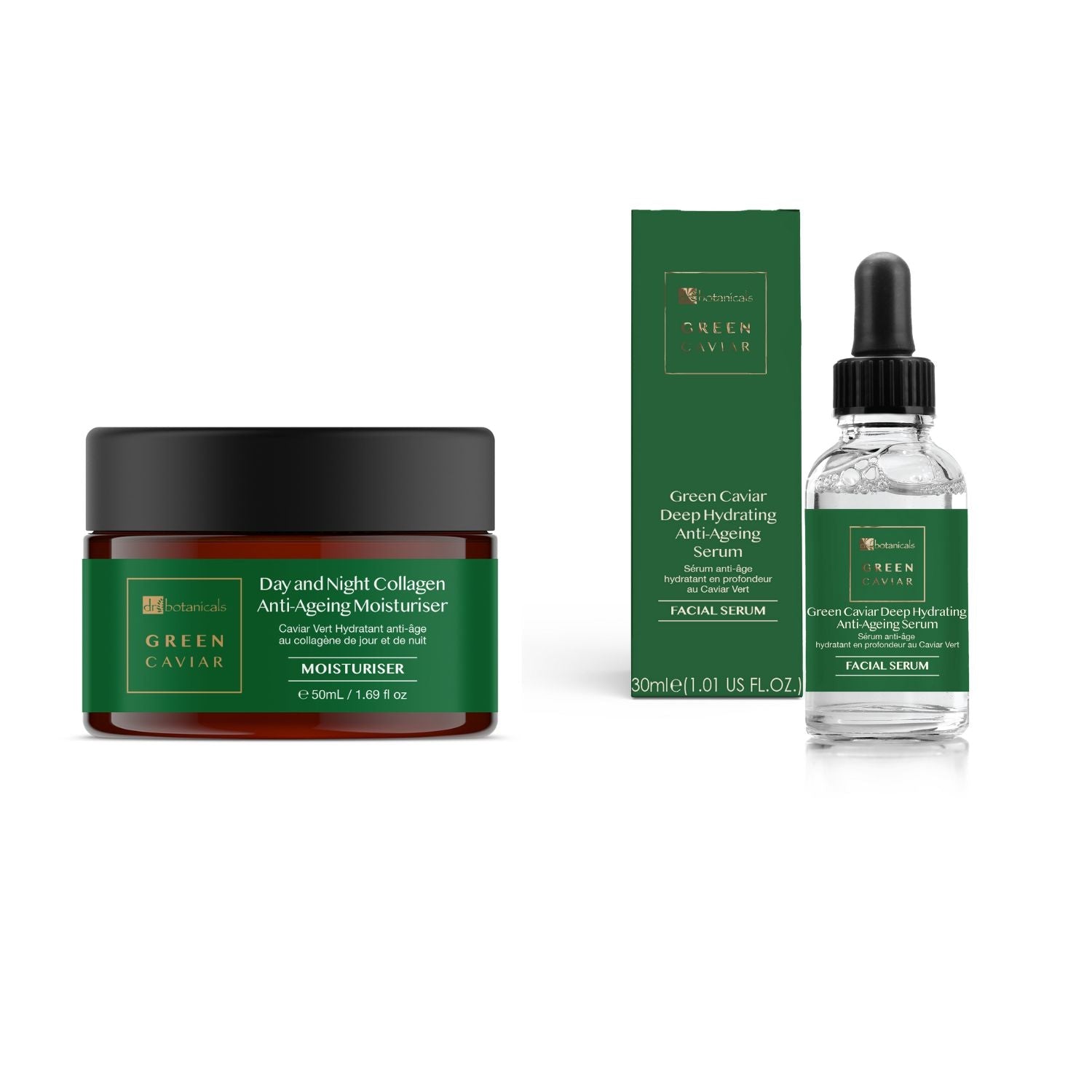 Kit de soin hydratant et sérum anti-âge au caviar vert