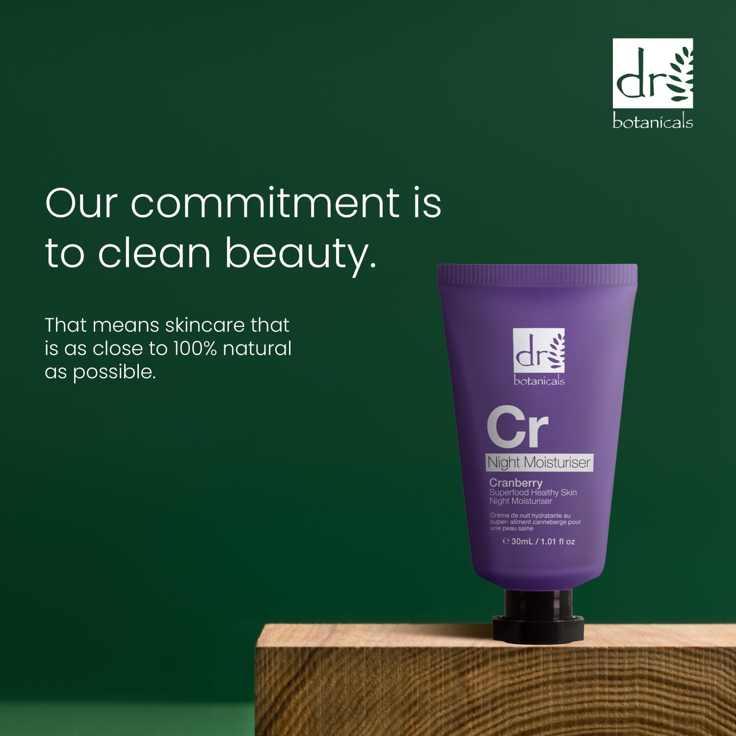 Crème de nuit hydratante pour une peau saine à la canneberge, superaliment 30 ml