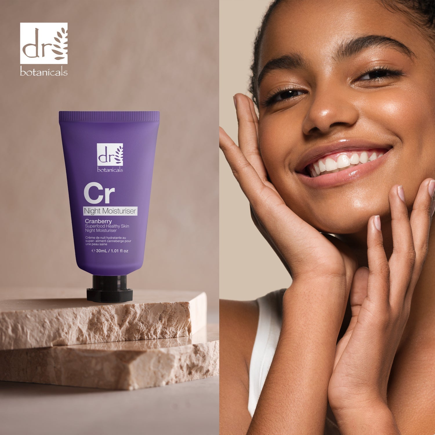 Crème de nuit hydratante pour une peau saine à la canneberge, superaliment 30 ml