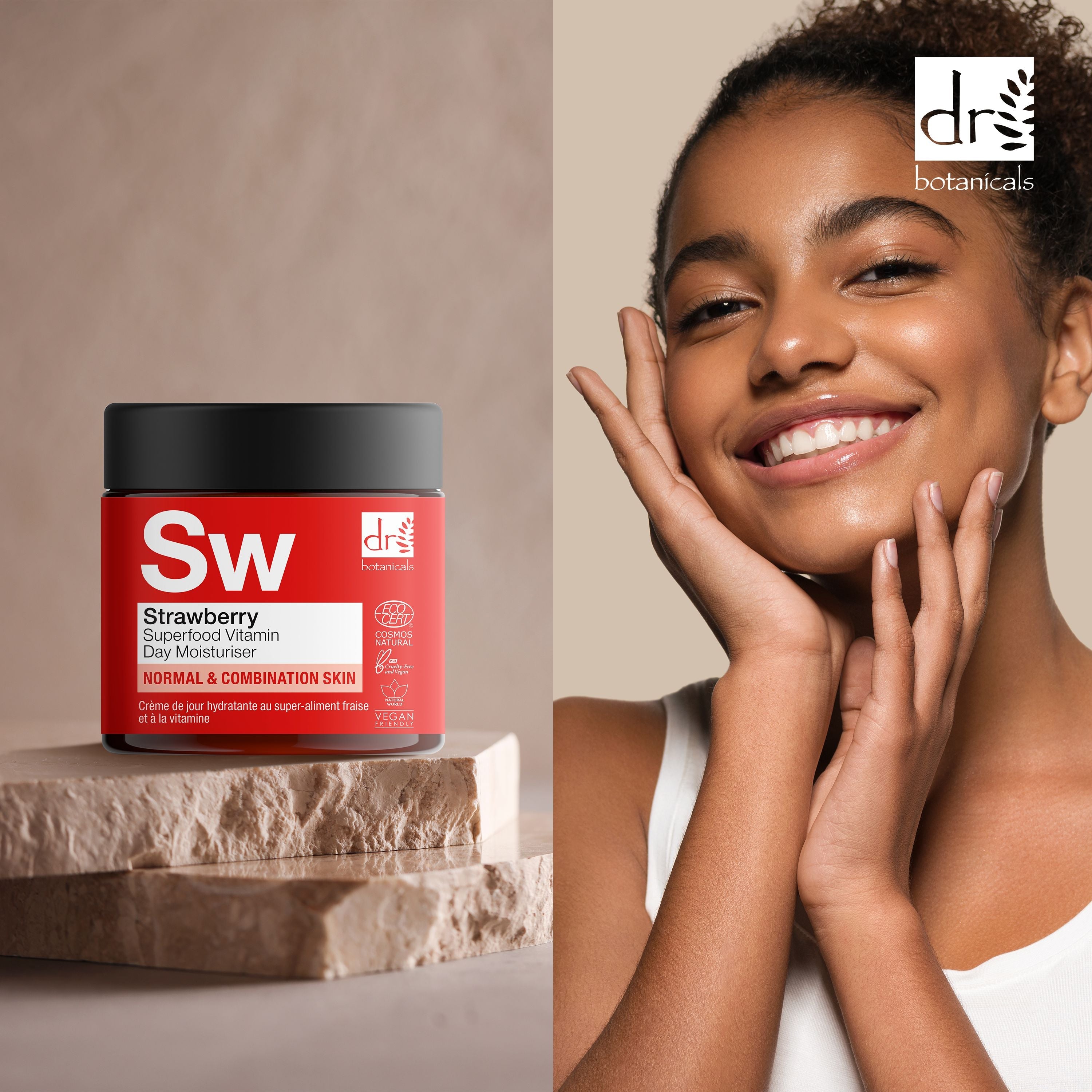 Crème hydratante de jour à la vitamine C et aux super-aliments à la fraise 60 ml