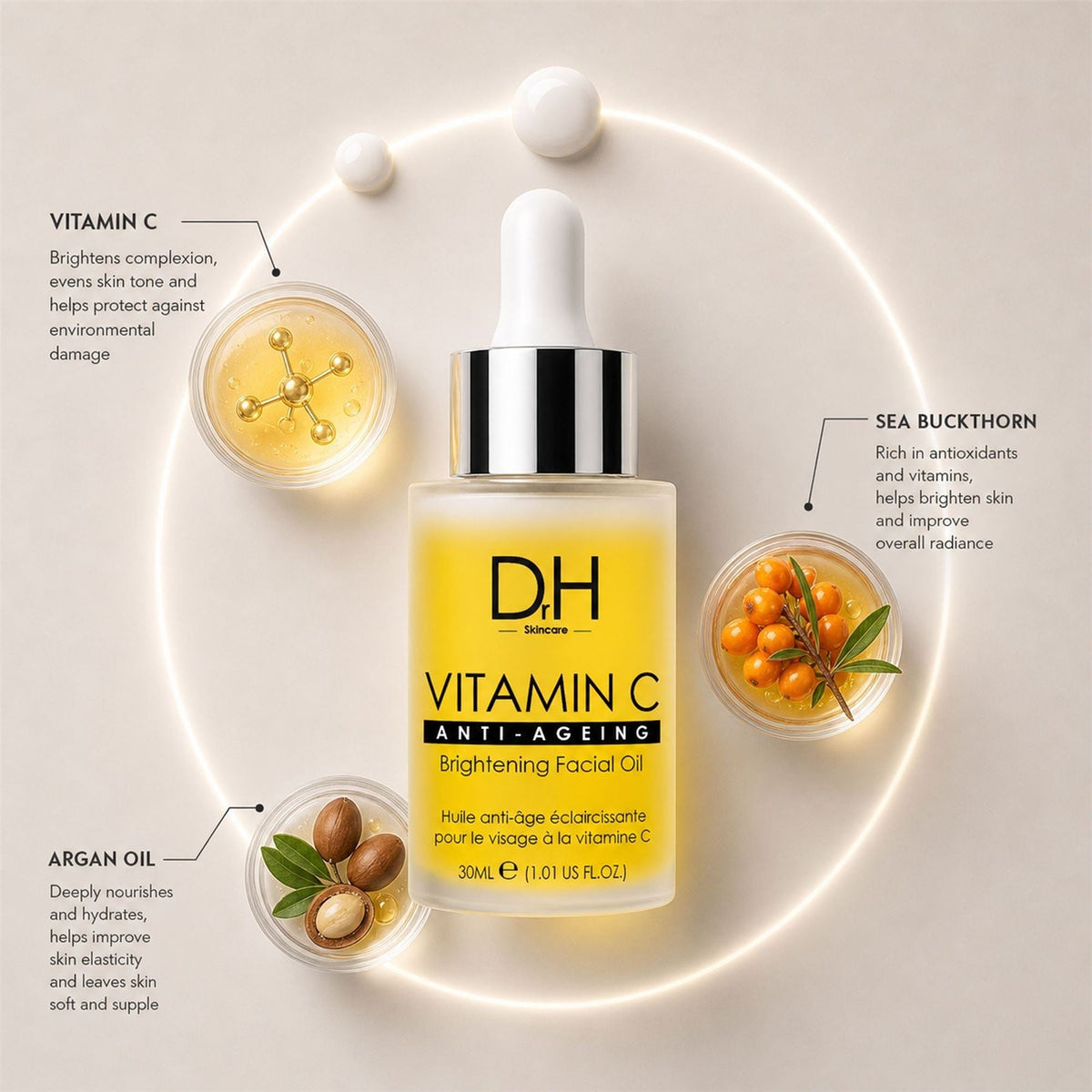 Gesichtsöl mit Vitamin C zur Aufhellung 30ml