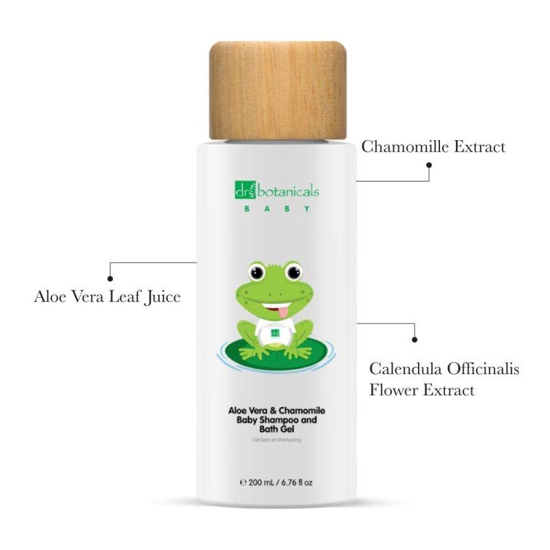 Shampoing et gel douche pour bébé à l'aloe vera et à la camomille 200 ml