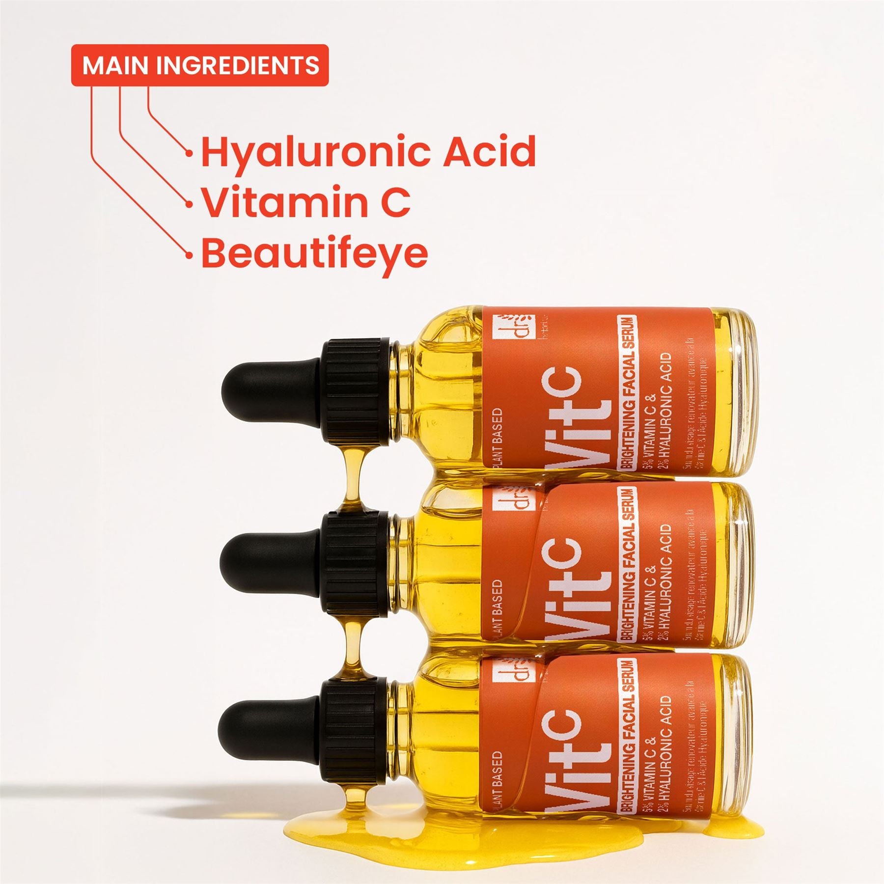 Sérum éclaircissant pour le visage à 5 % de vitamine C et 2 % d'acide hyaluronique – 30 ml