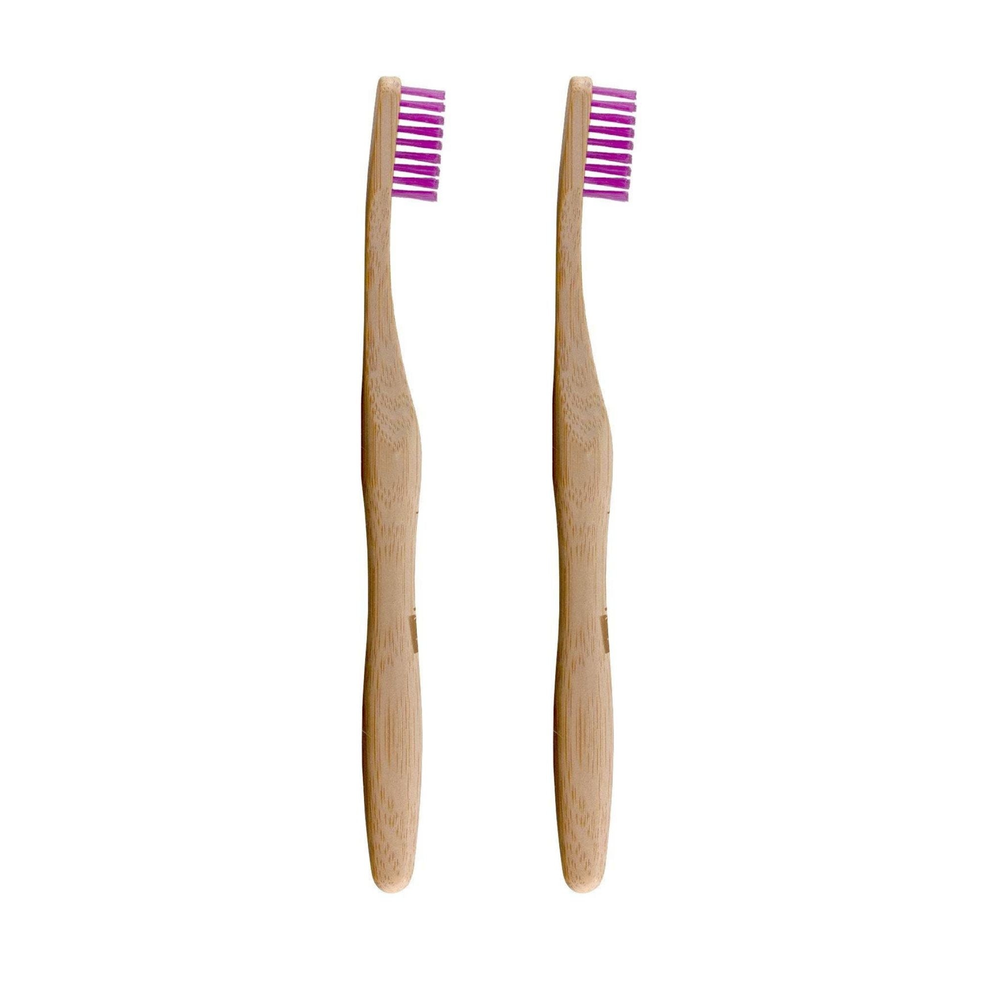 Brosse à dents en bambou violette, lot de 2, offre économique