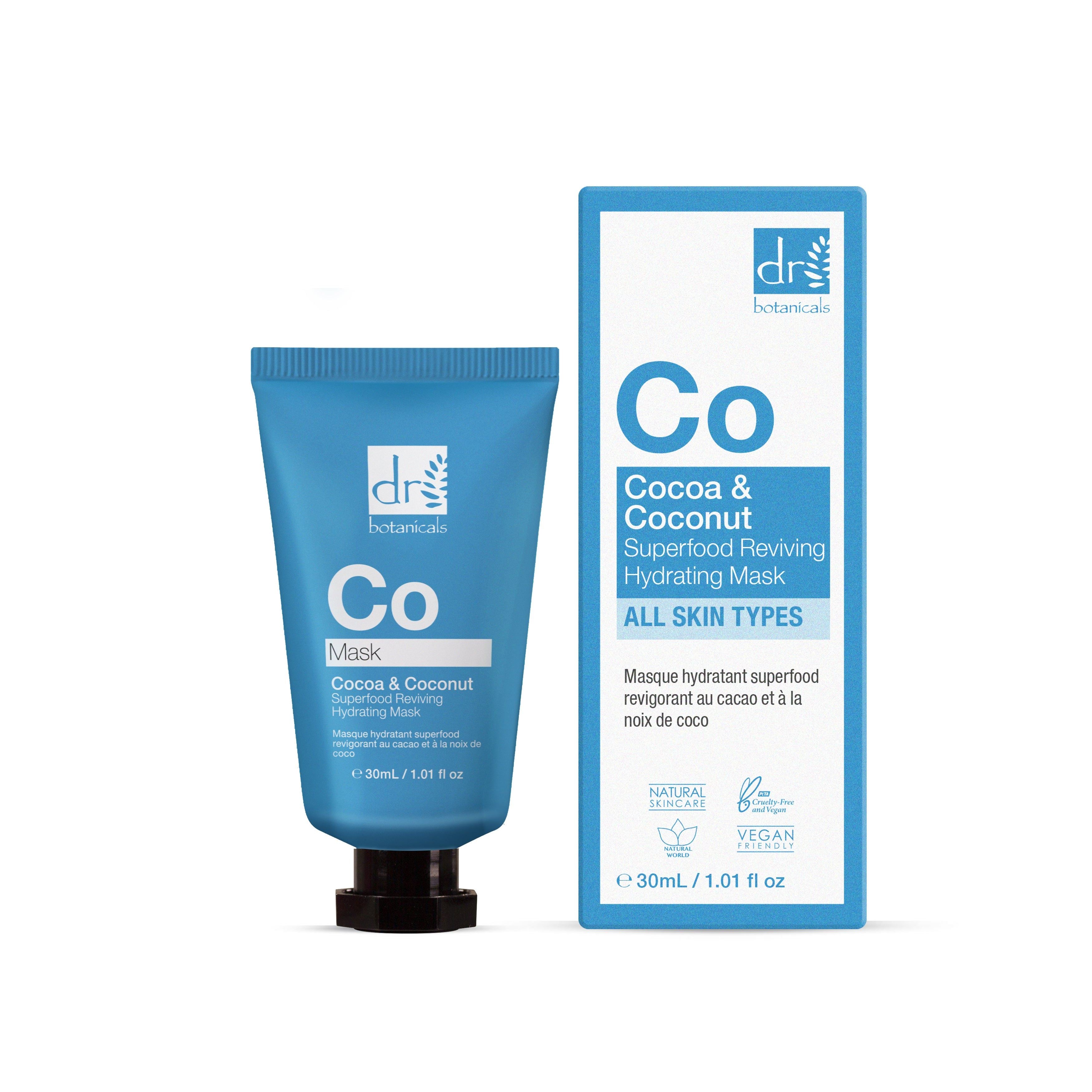 Duo de masques hydratants revitalisants super-alimentaires au cacao et à la noix de coco