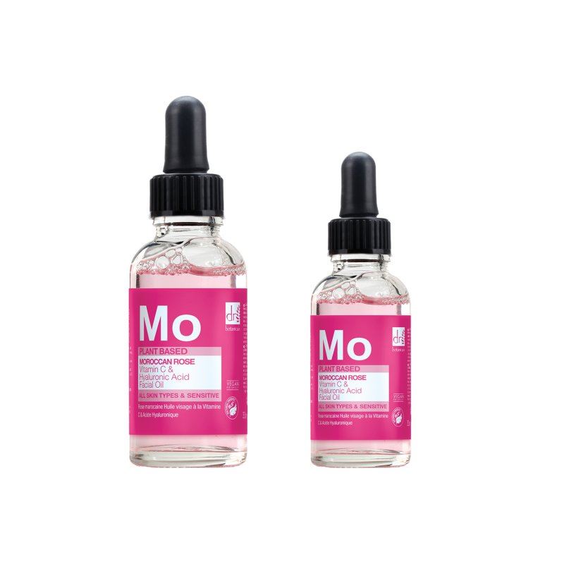 Huile visage anti-âge à la rose marocaine, à l'acide hyaluronique et à la vitamine C, 15 ml et 30 ml