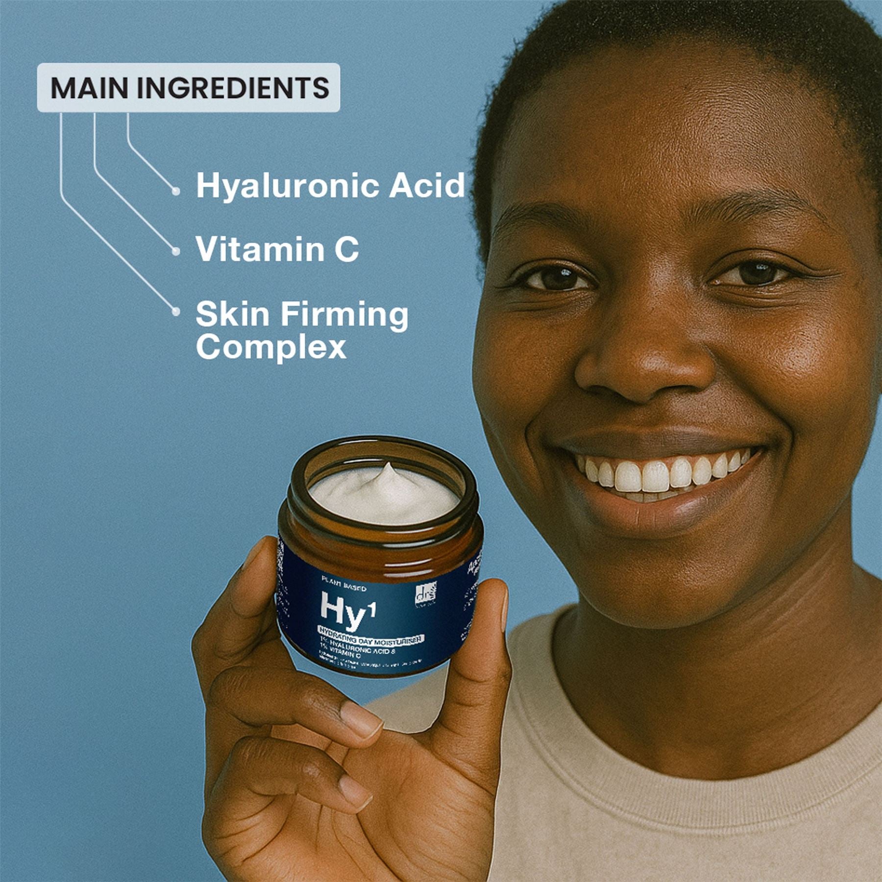 Crème de jour hydratante à 1 % d'acide hyaluronique et 1 % de vitamine C 60 ml