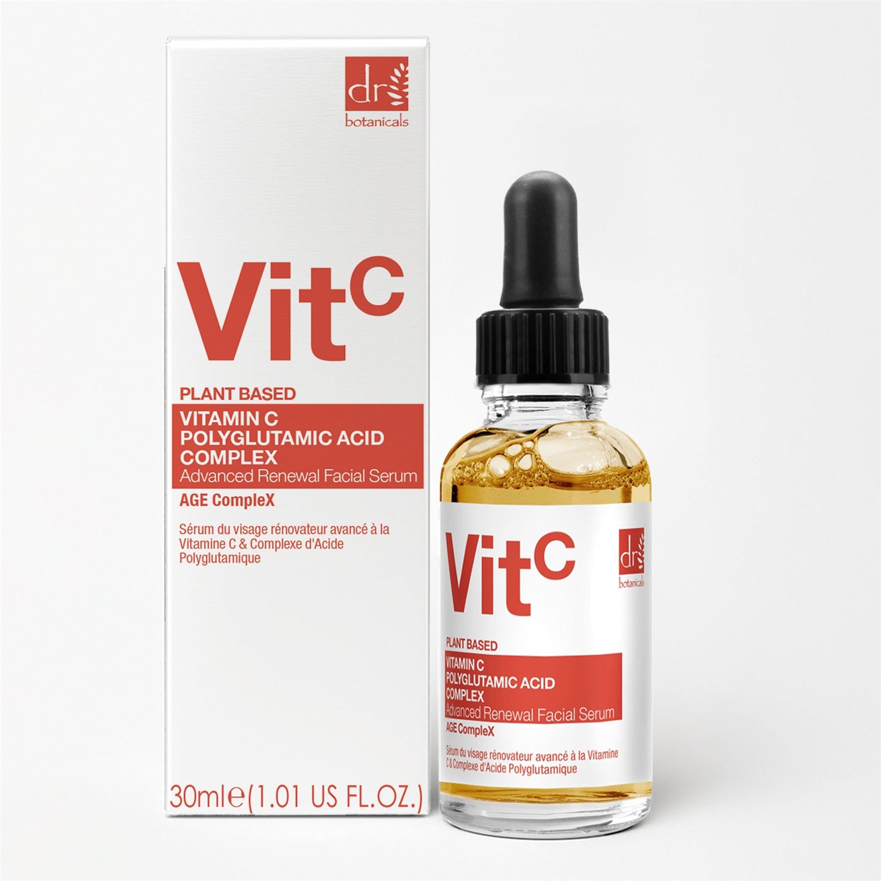 Sérum visage éclaircissant à la vitamine C 3 % et au complexe d'acide polyglutamique 1 % (30 ml)