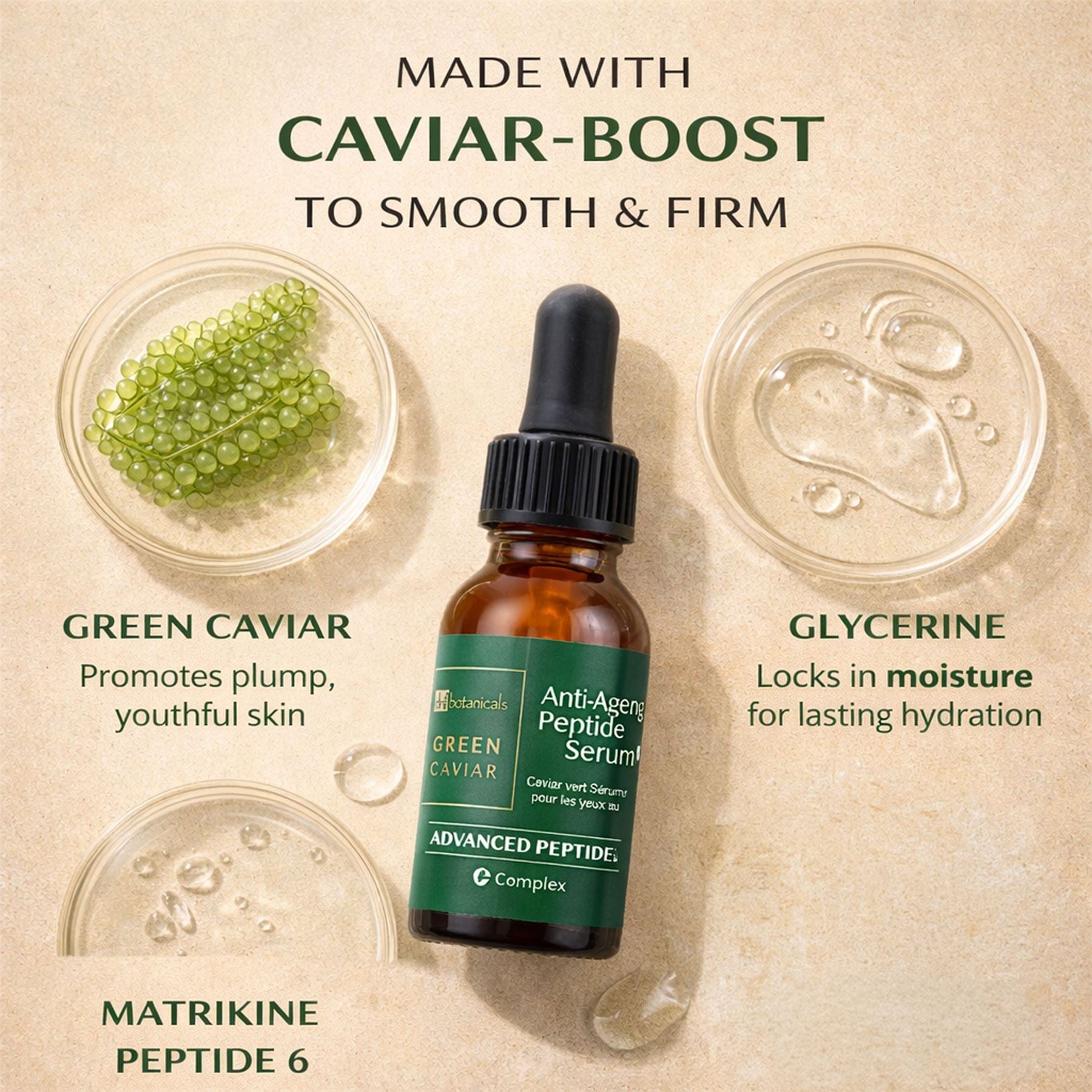 Grünes Kaviar Anti-Aging-Peptid-Augenserum 15 ml Doppel-Sparpackung