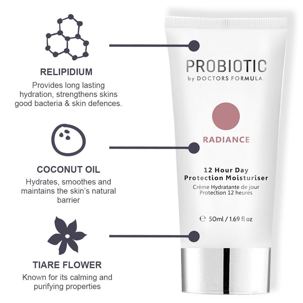 Crème hydratante Probiotics Radiance 12 heures Protection Jour 50 ml