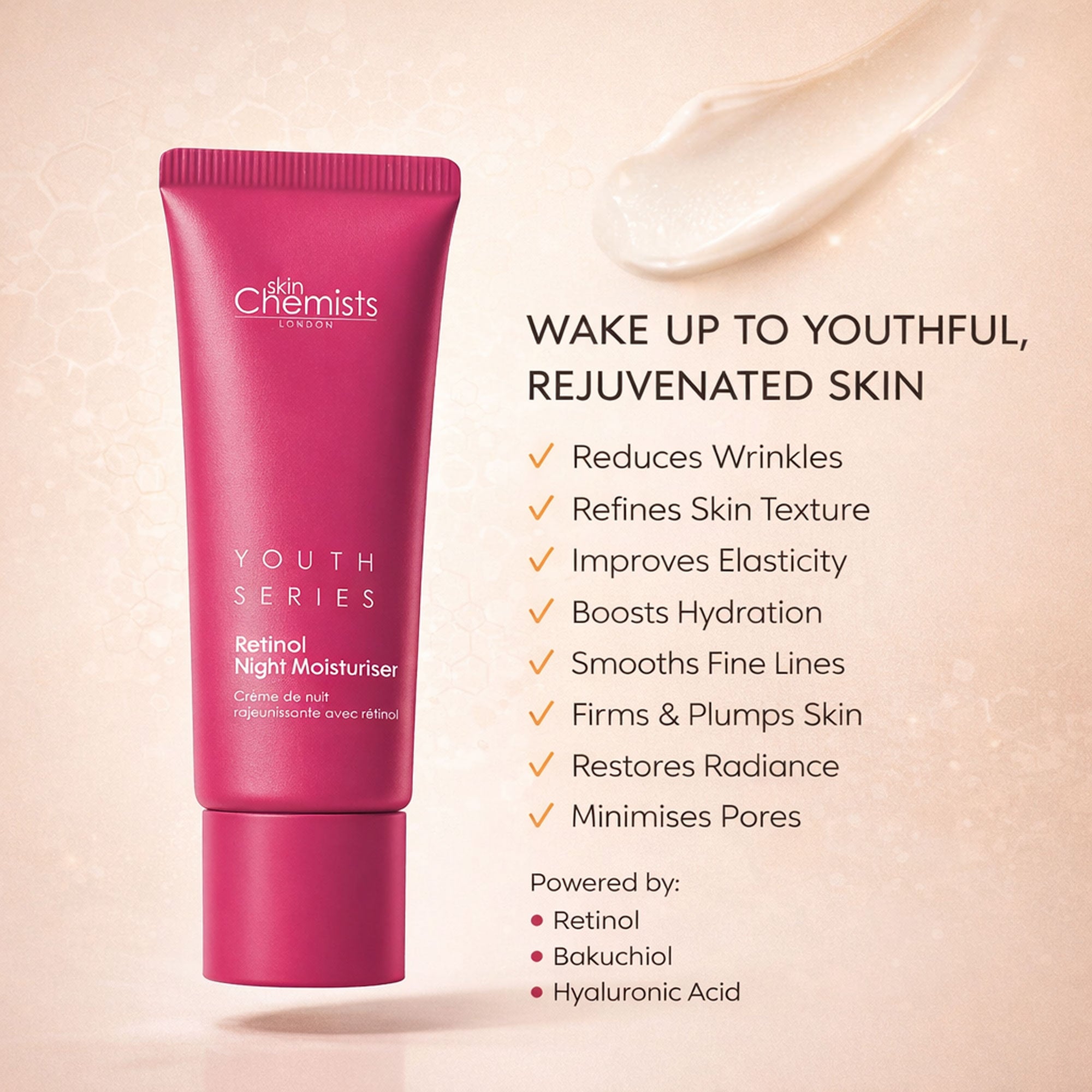 skinChemists Retinol Bakuchiol Night Moisturiser Anti-Aging Face Cream 50ml