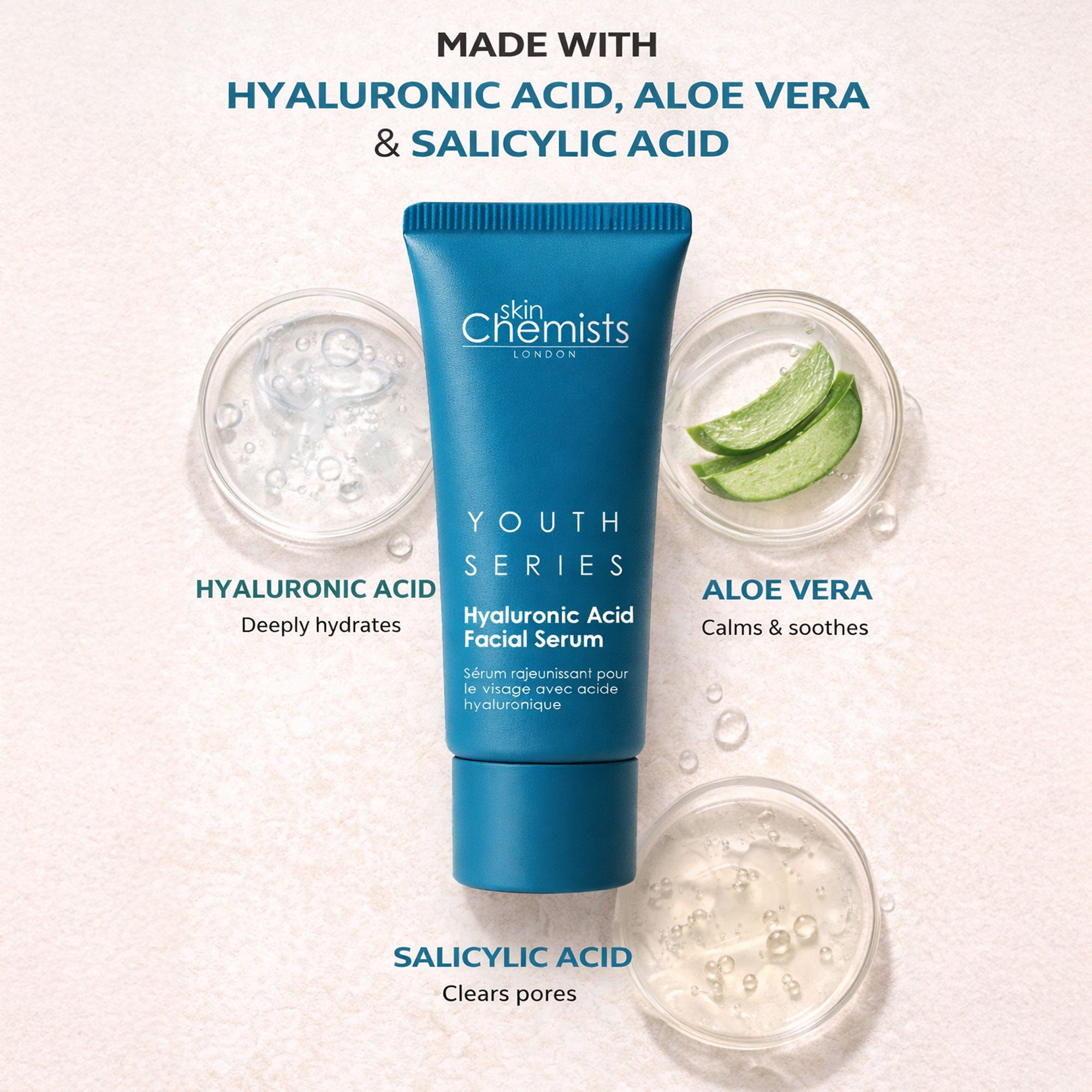 Sérum visage à l'acide hyaluronique skinChemists 30 ml