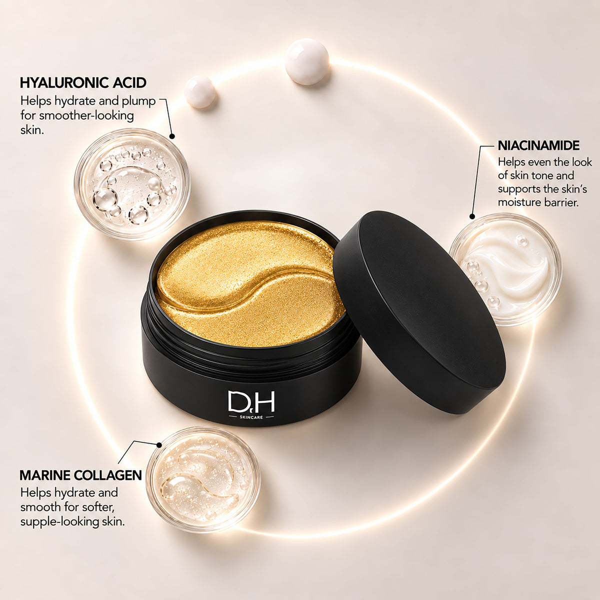 Masque contour des yeux hydrogel raffermissant au collagène marin (21 paires)